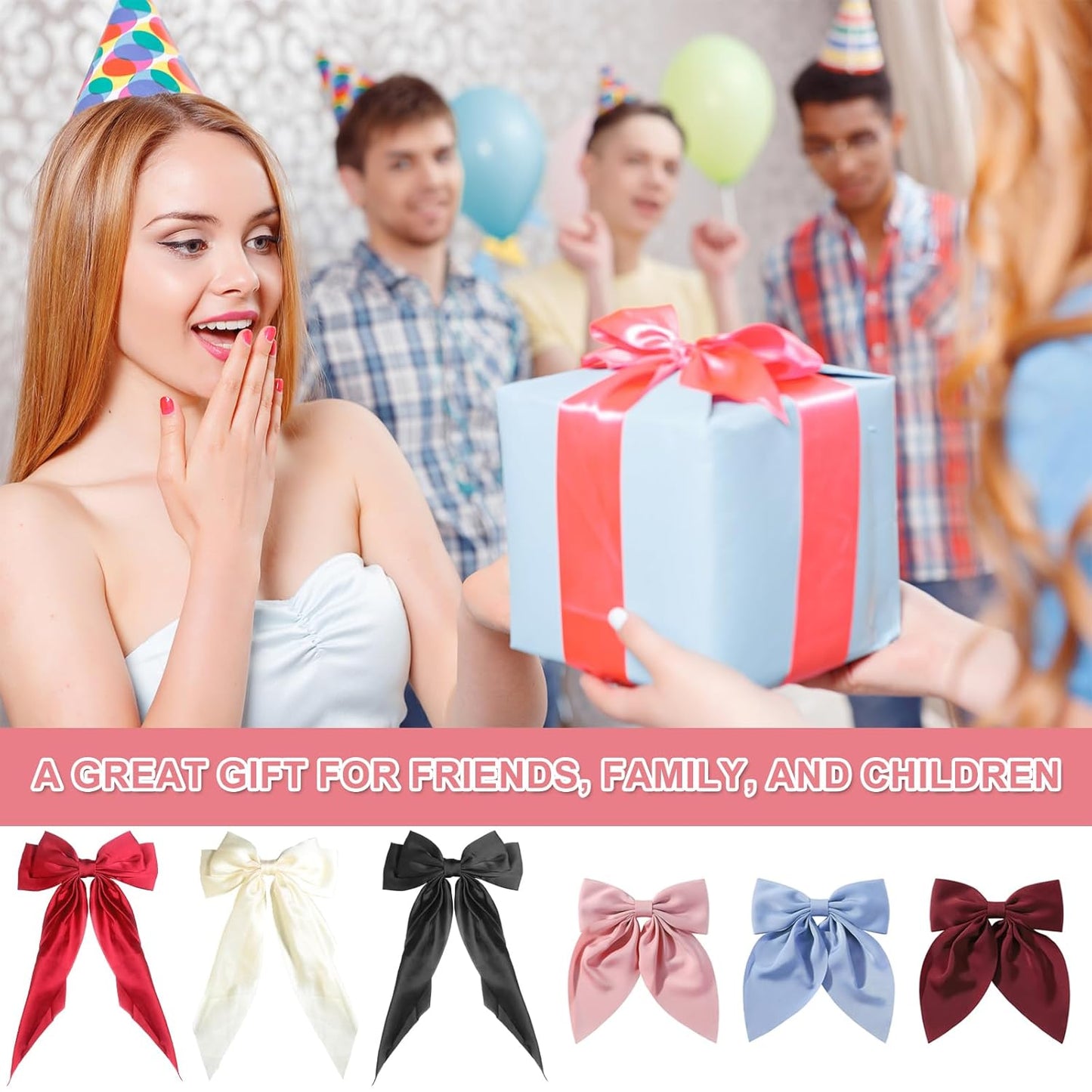 Stunning Satin Hair Bows for Women | 6-Piece Set of Cute Bow Clips - Perfect Hair Accessories for Gifts