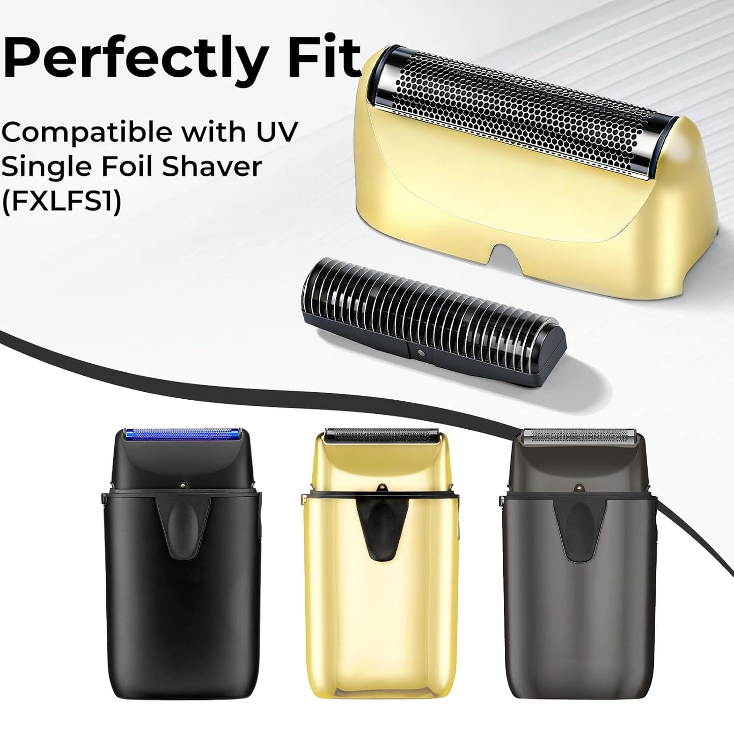 Shaver Replacement Foil & Cutter - 2-Pack for BaBylissPRO UV-Disinfecting Foil | Gold