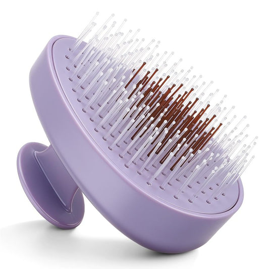 Segbeauty Scalp Massager for Shower, Head Scrubber for Washing Hair Brush for Women, Shampoo Brush Scalp Massager for Exfoliating, Detangling, Relaxing, Dual-layer Bristles with Handles, Purple