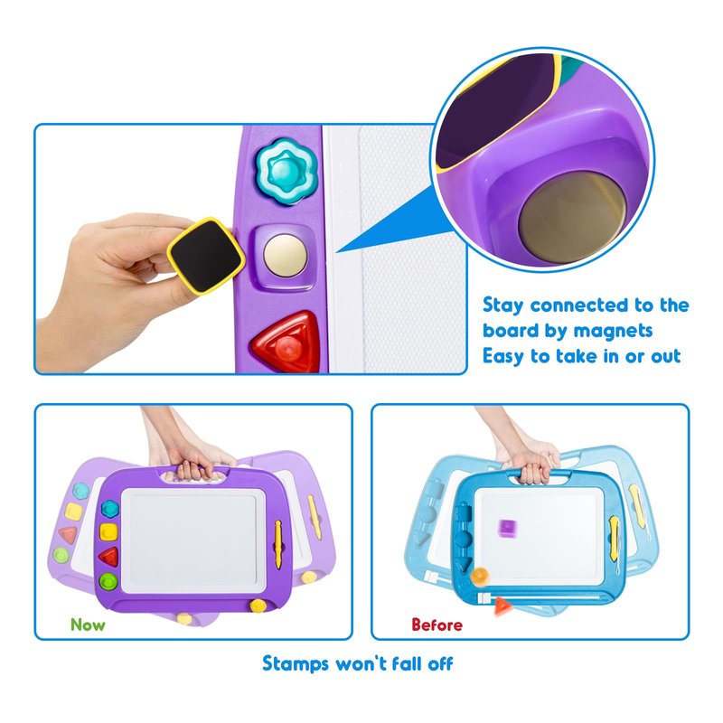 SGILE Toddler Toys for Kids, Large Magnetic Drawing Board for Birthday Gift, Toys for 1 2 3 4 Year Old Girls Boys, Etch & Sketch Pad with 4 Stamps, Learning and Educational, 16 ×13 in, Purple