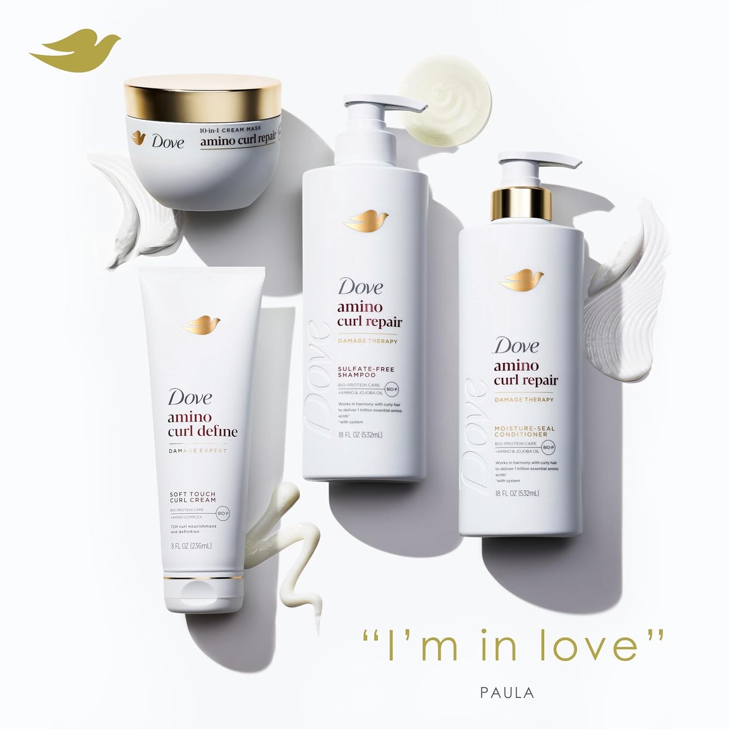 Dove Curl Cream - Amino Curl for Curly & Coily Hair with Bio-Protein Technology | 8 Fl Oz