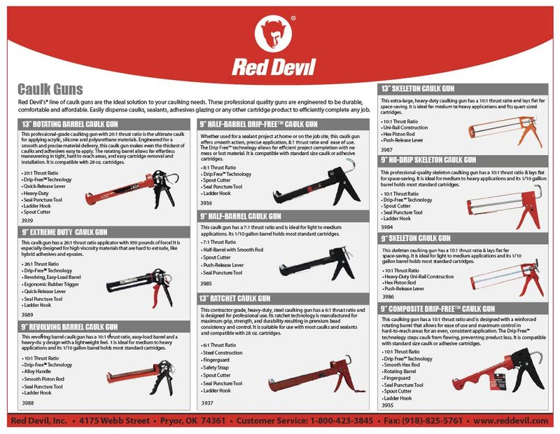 Red Devil 3989 9" Extreme Duty Caulk Gun - Hand Caulking Gun - Thrust Ratio 26:1,Black