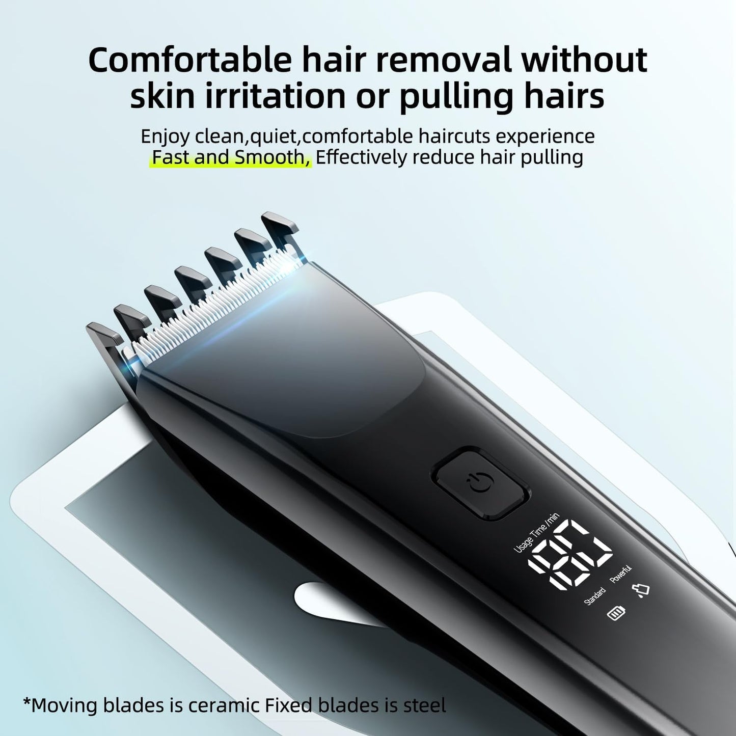 Hair Clippers for Men & Kids - Adjustable Length Trimmer with LED Display | Fast Charging Grooming Kit in Black