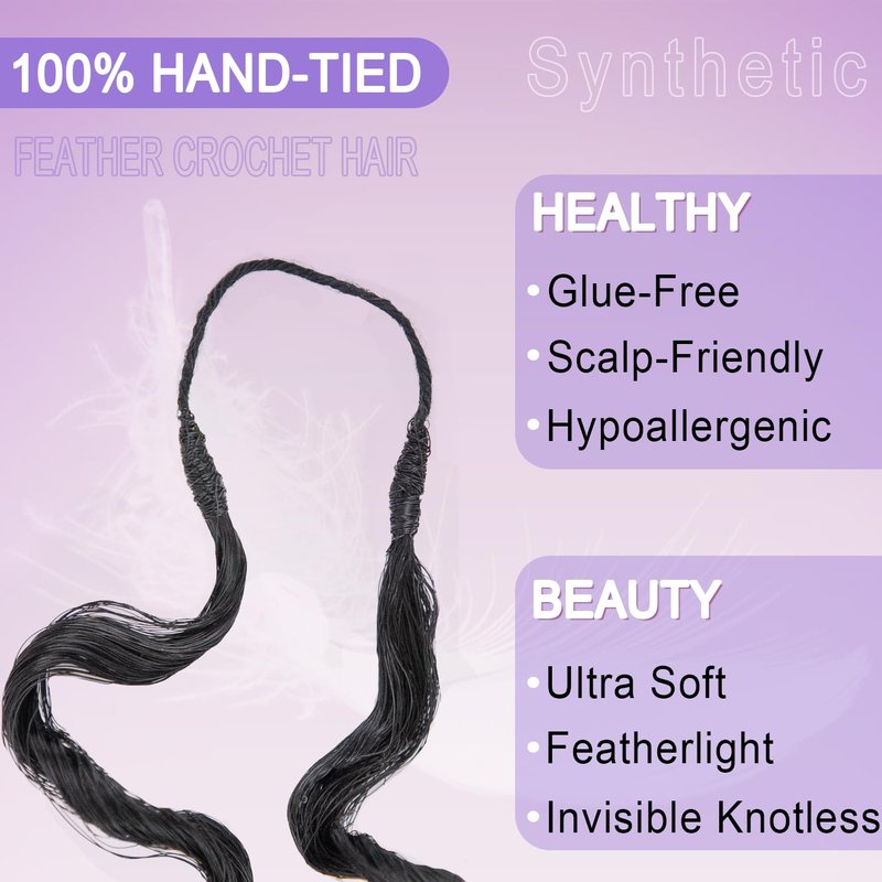 Deep Wave Crochet Hair Extensions - 100 Strands Knotless Curly Hair for Black Women | 18 Inch, Color 1B