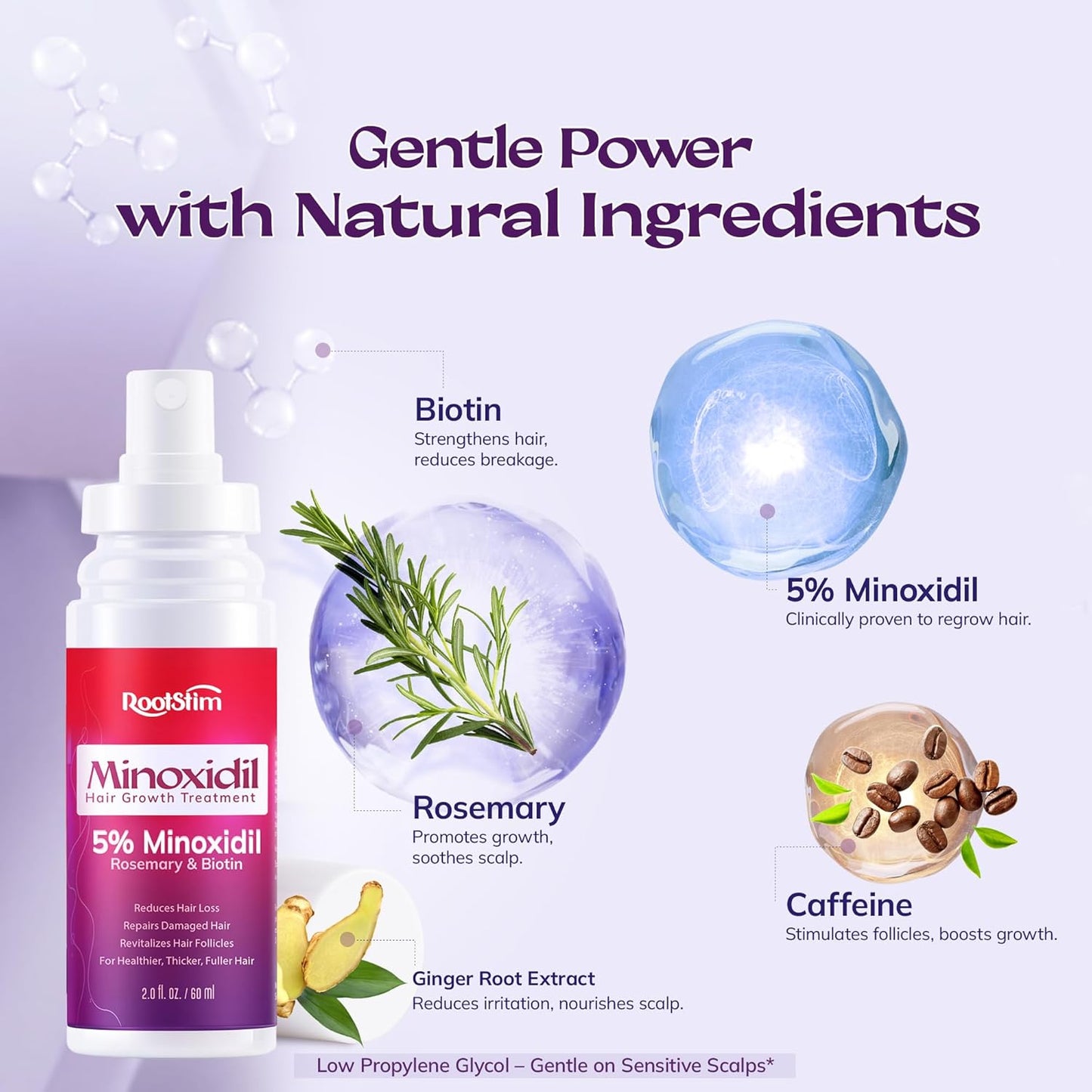 **Women's 5% Minoxidil Hair Growth Spray - Extra Strength with Rosemary & Biotin | 3-Pack, 60ML Each**