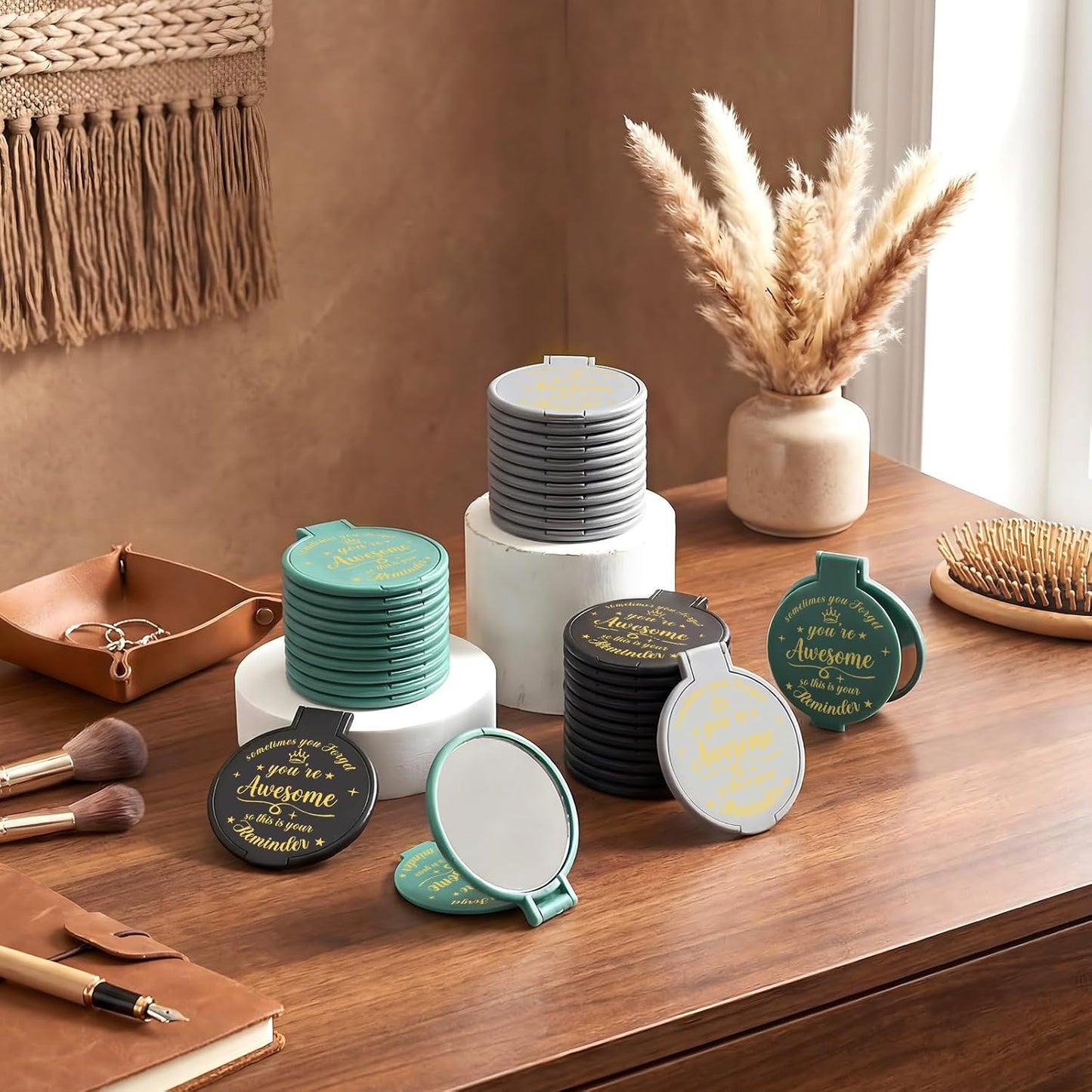 Inspirational Compact Mirror Set - 36 Pcs 2.76 Inch Mini Mirrors | Perfect Galentine's Day Gifts for Women
