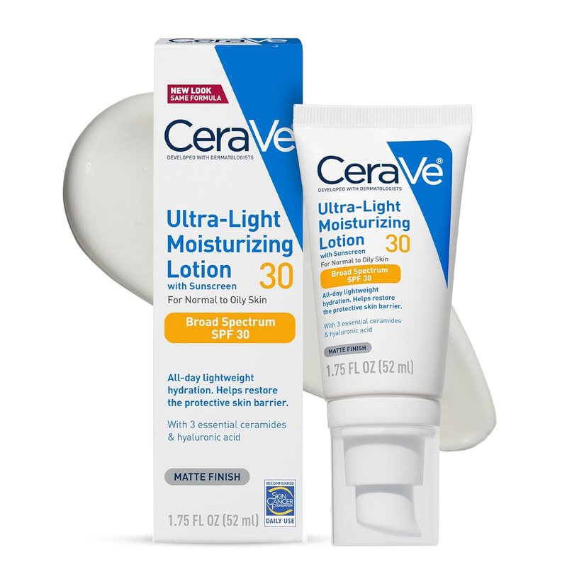 CeraVe Ultra-Light Moisturizing Lotion - Daily Face Moisturizer with SPF 30 & Hyaluronic Acid | Oil-Free, 1.7 Oz