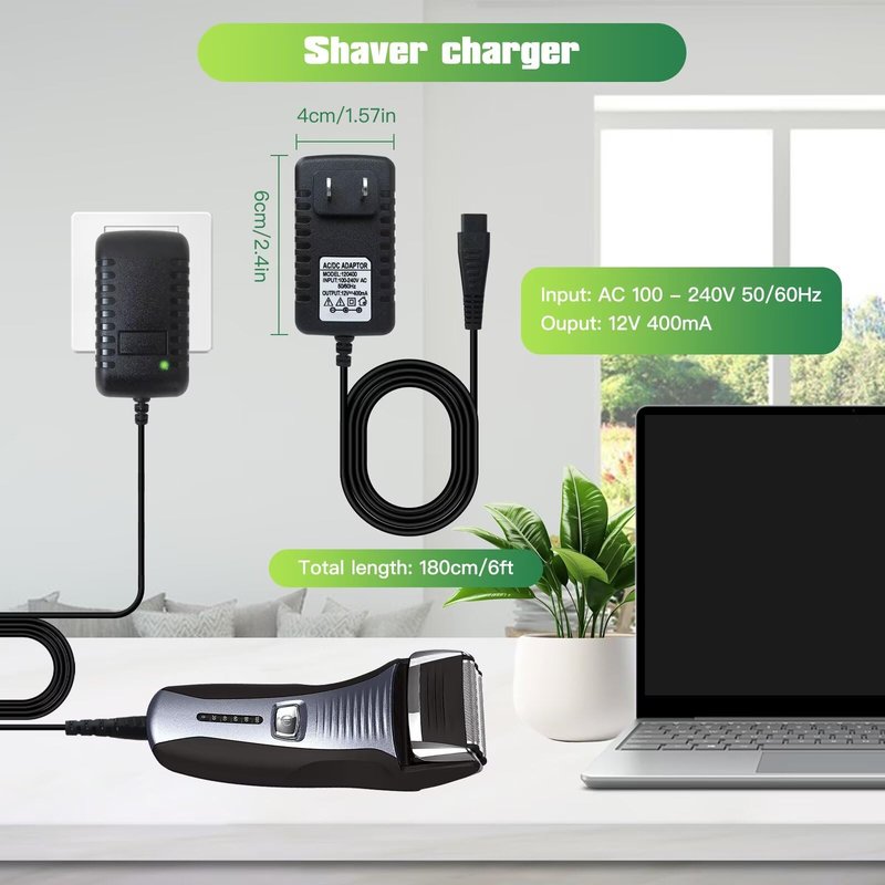 WELURE Charger Replacement for Remington Shaver Electric Razor Power Cord Adapter Fits Models R5150, R5-6150, R6130, R6150, R7130 (1.5m)