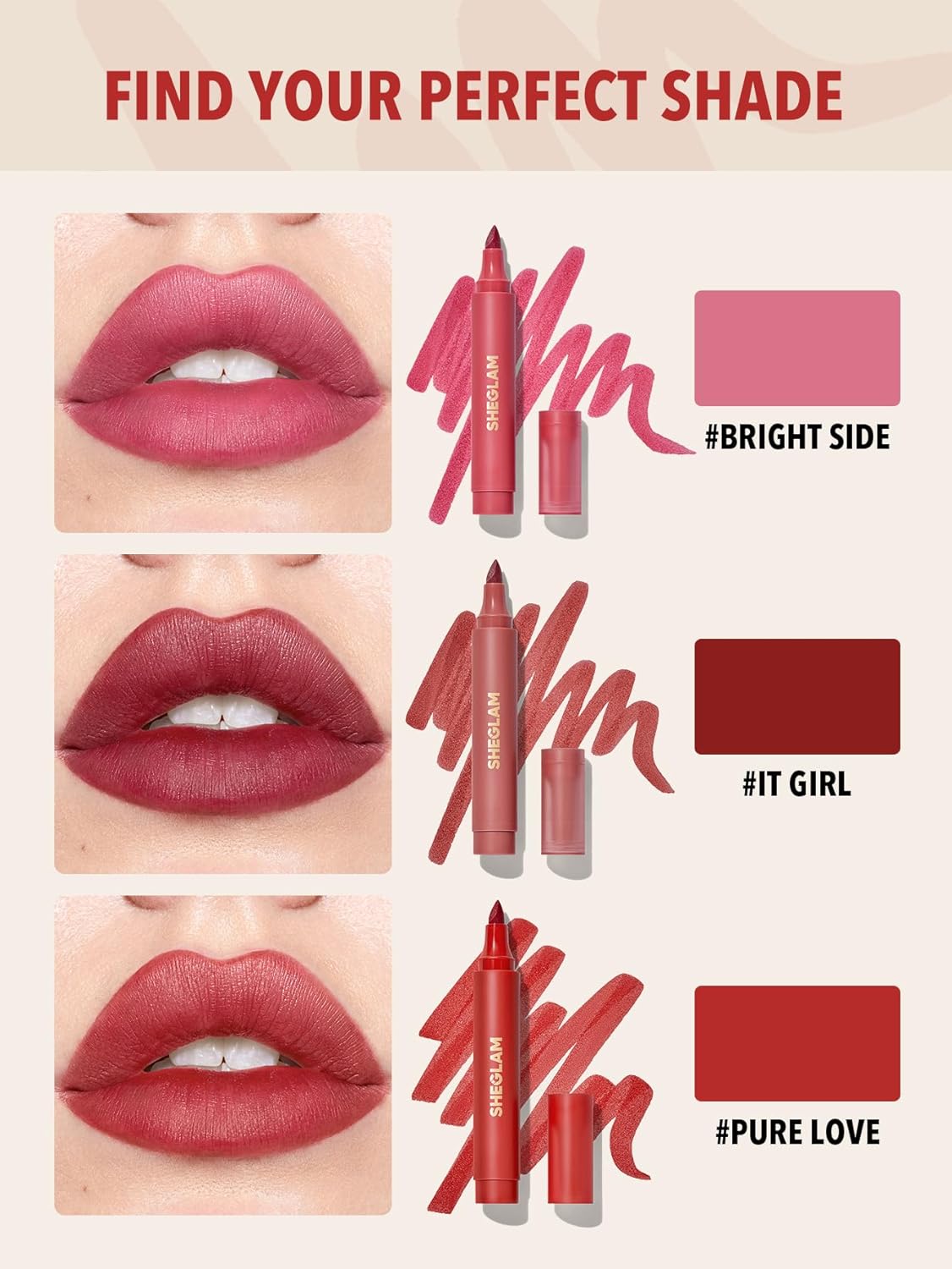 Love Stained Lip Tint Marker - Matte Red Long-Lasting Lip Stain Pen for Bold Color | Highly Pigmented