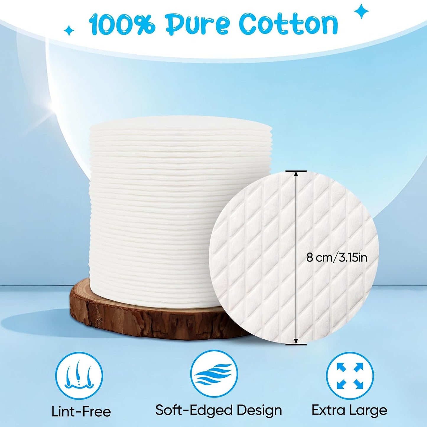 Premium Cotton Rounds - 120 Count Makeup Remover Pads | Soft, Lint-Free, 100% Cotton for Face & Nails