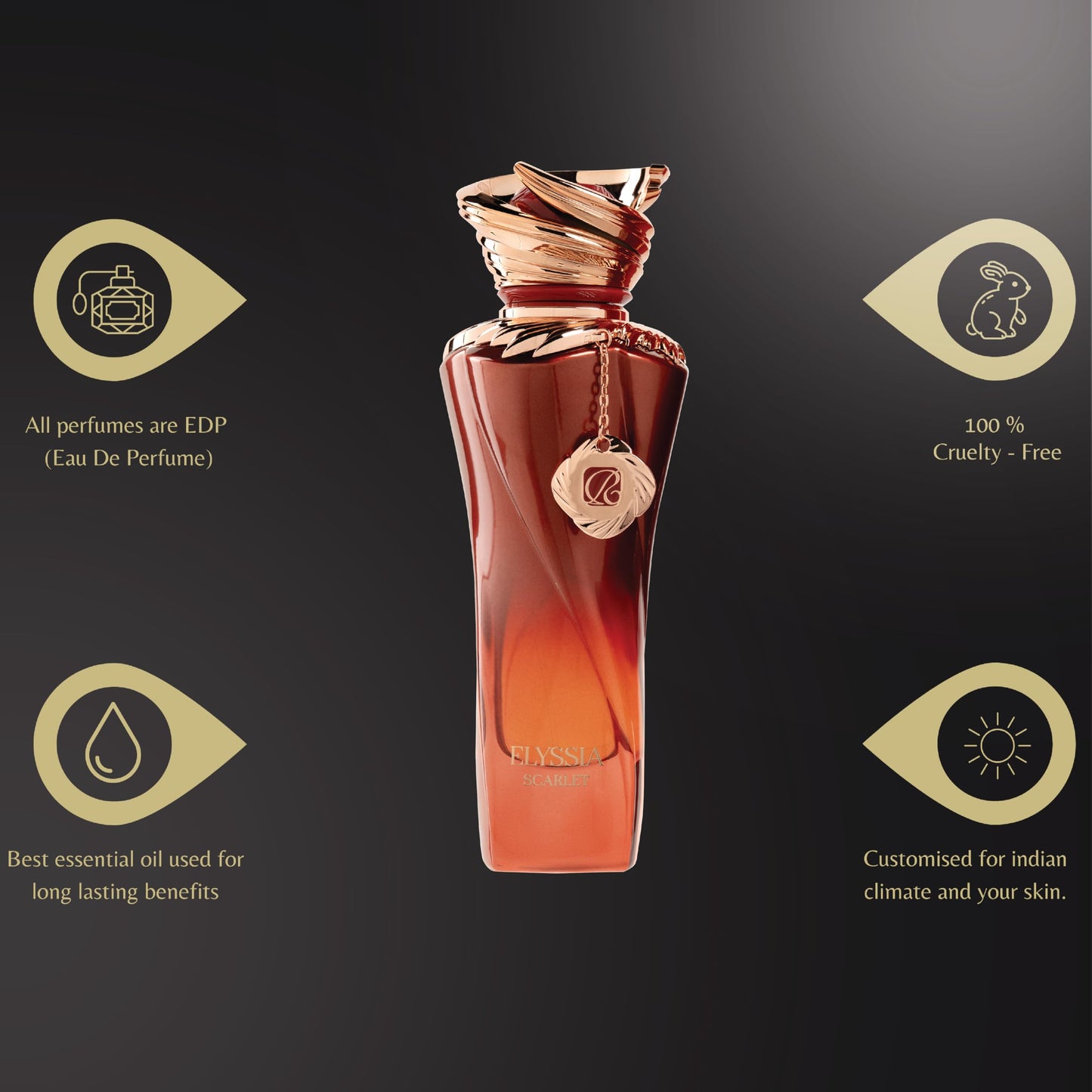 RiiFFS PARFUMS Elyssia Scarlet Extrait de Parfum for Women Long Lasting Fruity Floral Perfume with Cherry, Pepper & Vanilla Luxury Scent 100ml