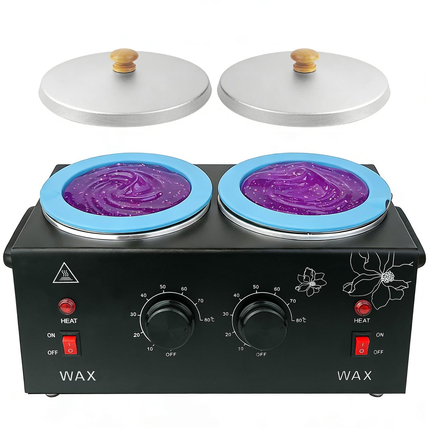Adoture 600ML Wax Warmer Machine for Hair Removal - Professional Electric Wax Heater with Adjustable Temperature, Silicone Bowl, and 20 Wooden Wax Sticks for Women and Men