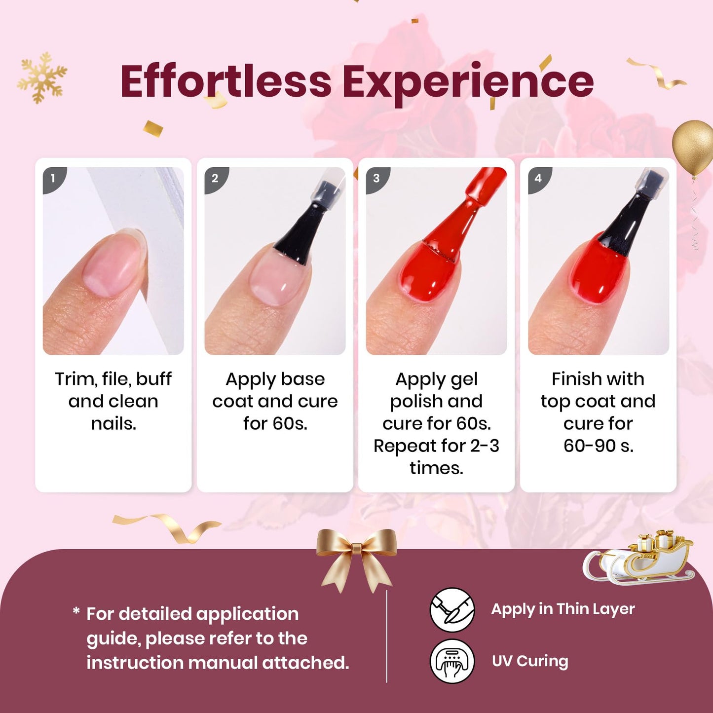 Beetles Purple Gel Polish Set - 6 Color Purple Burgundy Maroon Mauve Plum Gel Polish Kit, Soak Off UV LED Nail Gel for Manicure Nail Art Gifts for Women