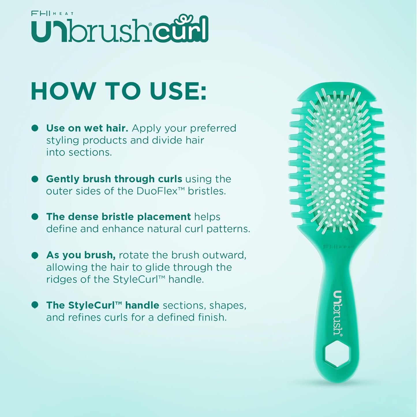 FHI Heat Curl Enhancing Brush - Pain-Free Styling Tool for Curly Hair | Ideal for Wet Hair Use
