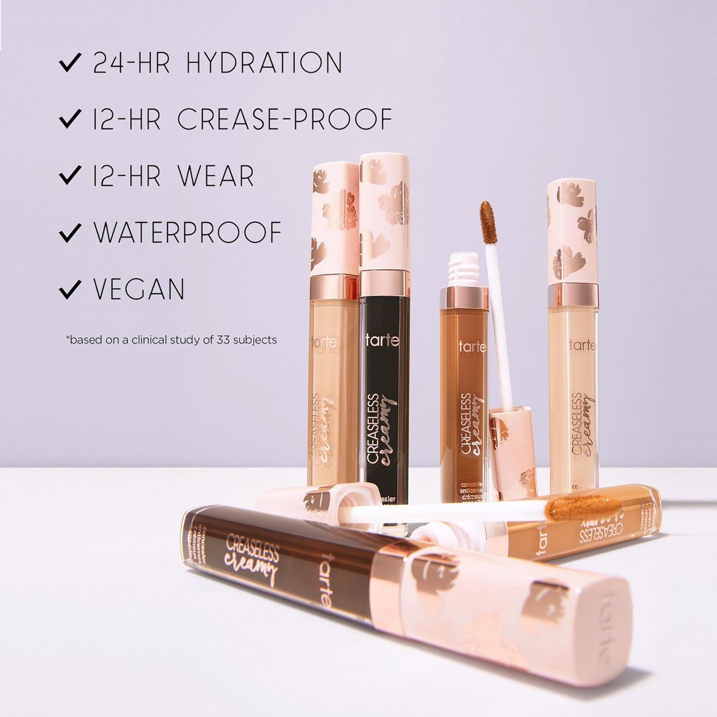 Tarte Creaseless Creamy Full-Coverage Concealer - Waterproof, Hydrating Formula with Vitamin E & Niacinamide | Covers Dark Circles & Blemishes