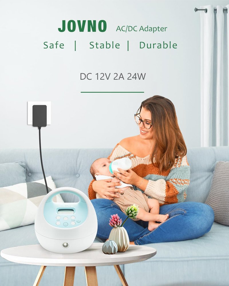 JOVNO Charger for Spectra Breast Pump 12V Power Supply Cord for Spectra S1 S2 SPS100 SPS200 S3 Pro 9 Plus Baby Breast Pump Suction Device