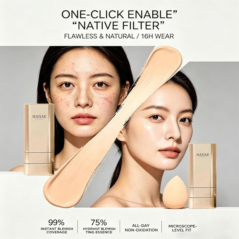 Korean Dual-Ended Foundation Stick - Natural Seamless Finish & Long-Lasting Coverage | Suitable for All Skin Types