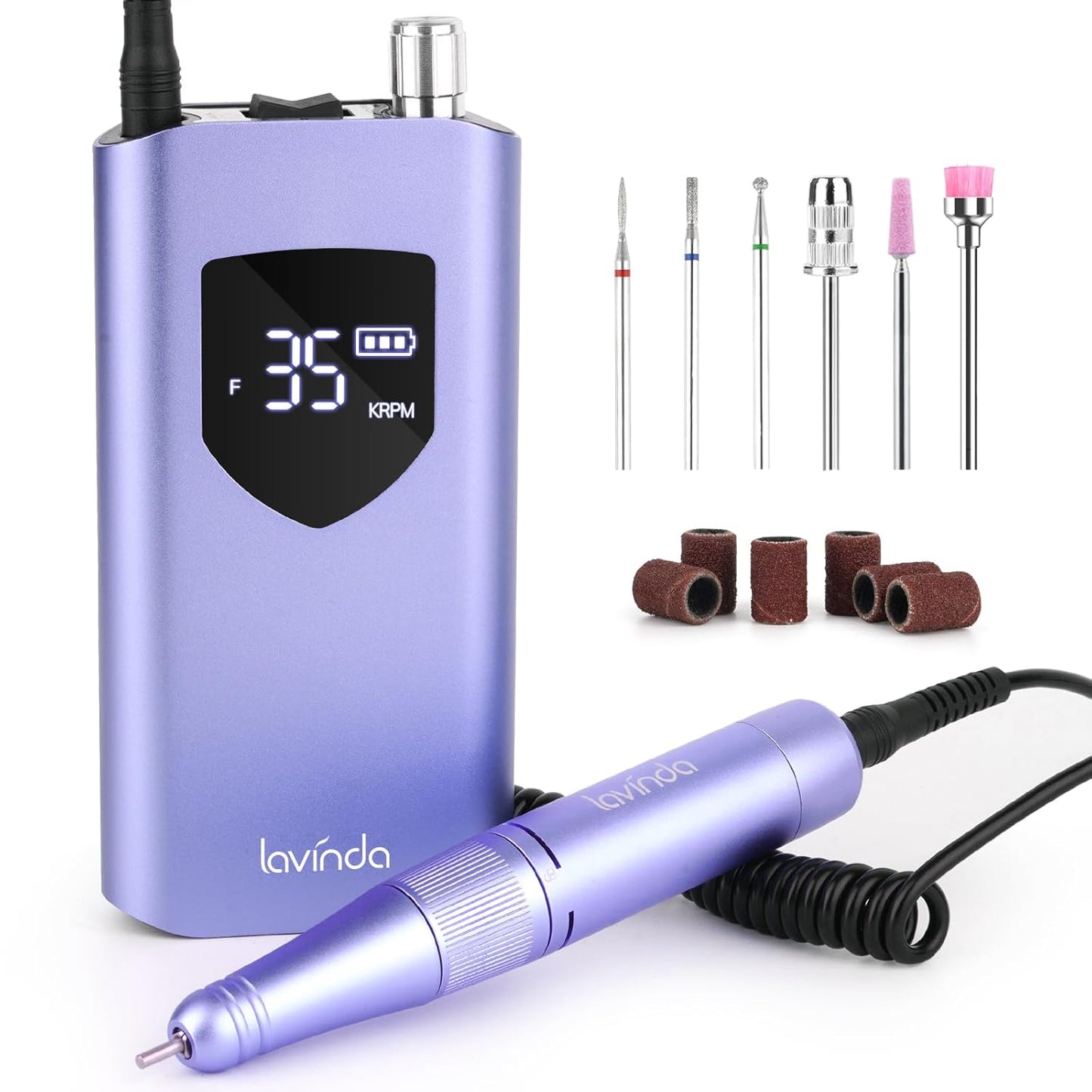 Lavinda Nail Drill - 35000 RPM Cordless Electric File for Acrylic & Gel Nails | Home & Salon Use - Viva Magenta