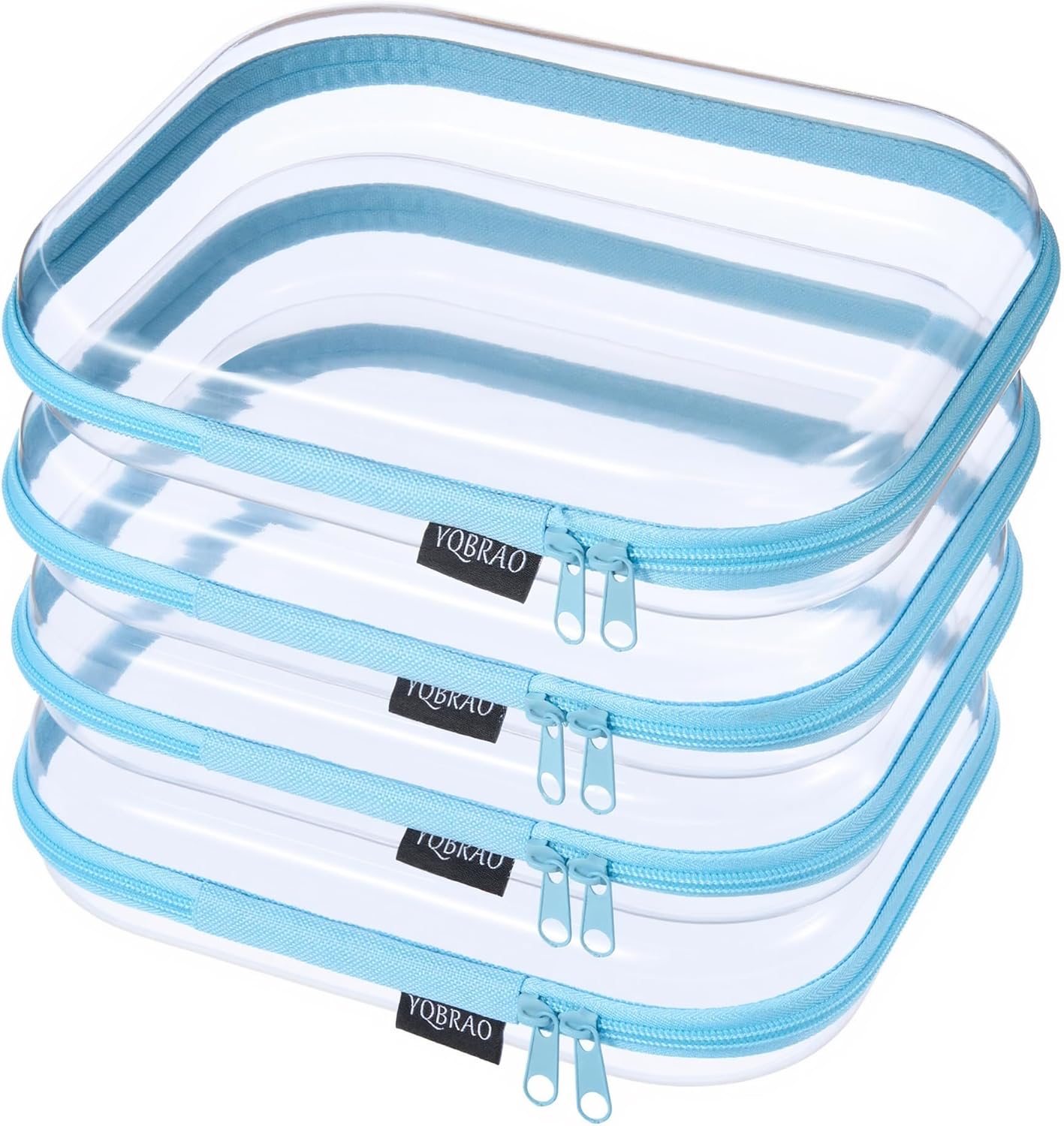 Clear Hard Shell Zipper Case Set - 6 Pack Heavy Duty Crush-Proof Diaper Bag Organizer Pouches | TSA Approved Travel Makeup & Toiletries Bags (2L, 2M, 2S)