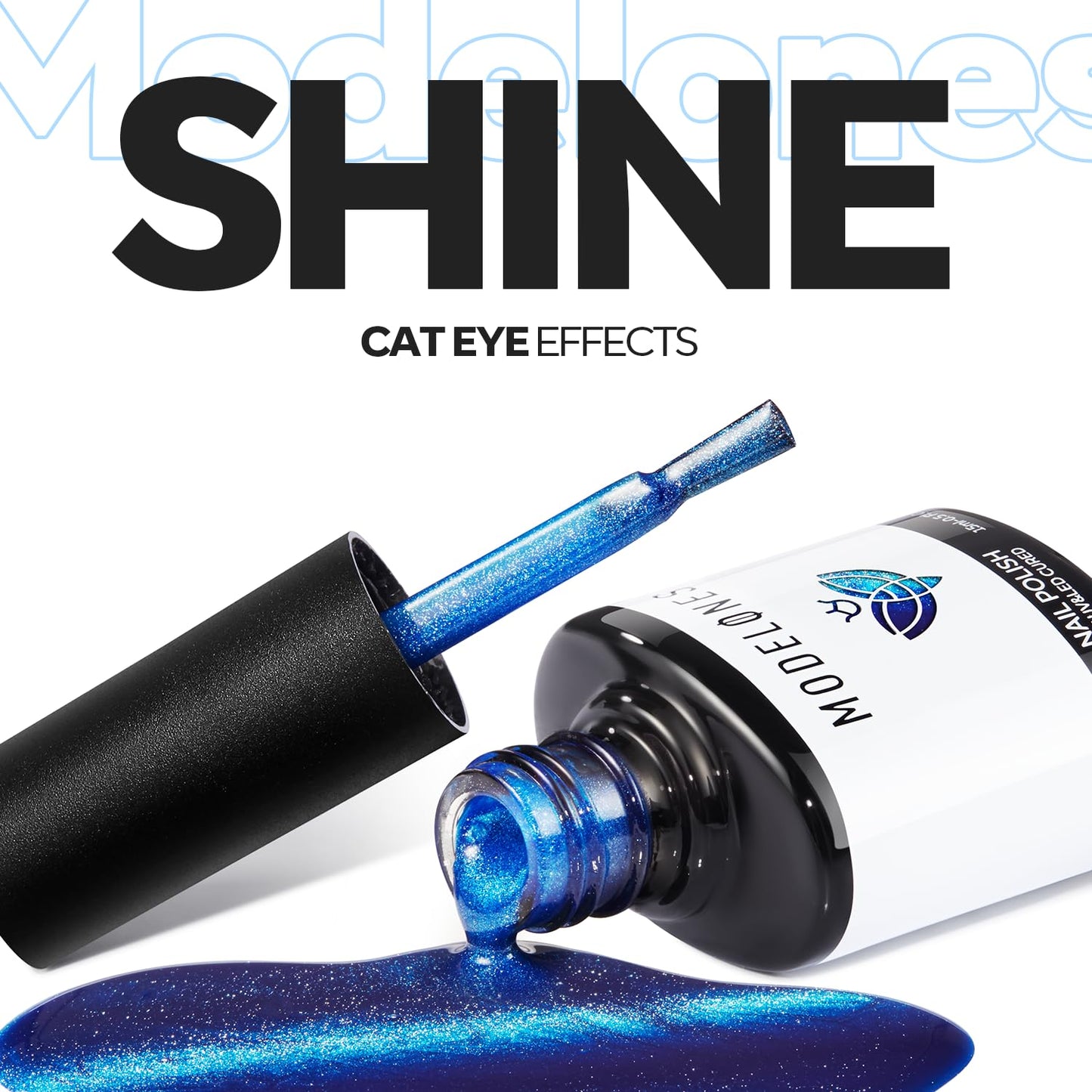 Cat Eye Gel Nail Polish - Glitter Blue Magnetic Soak Off UV Gel for Stunning Nail Art | Winter Manicure