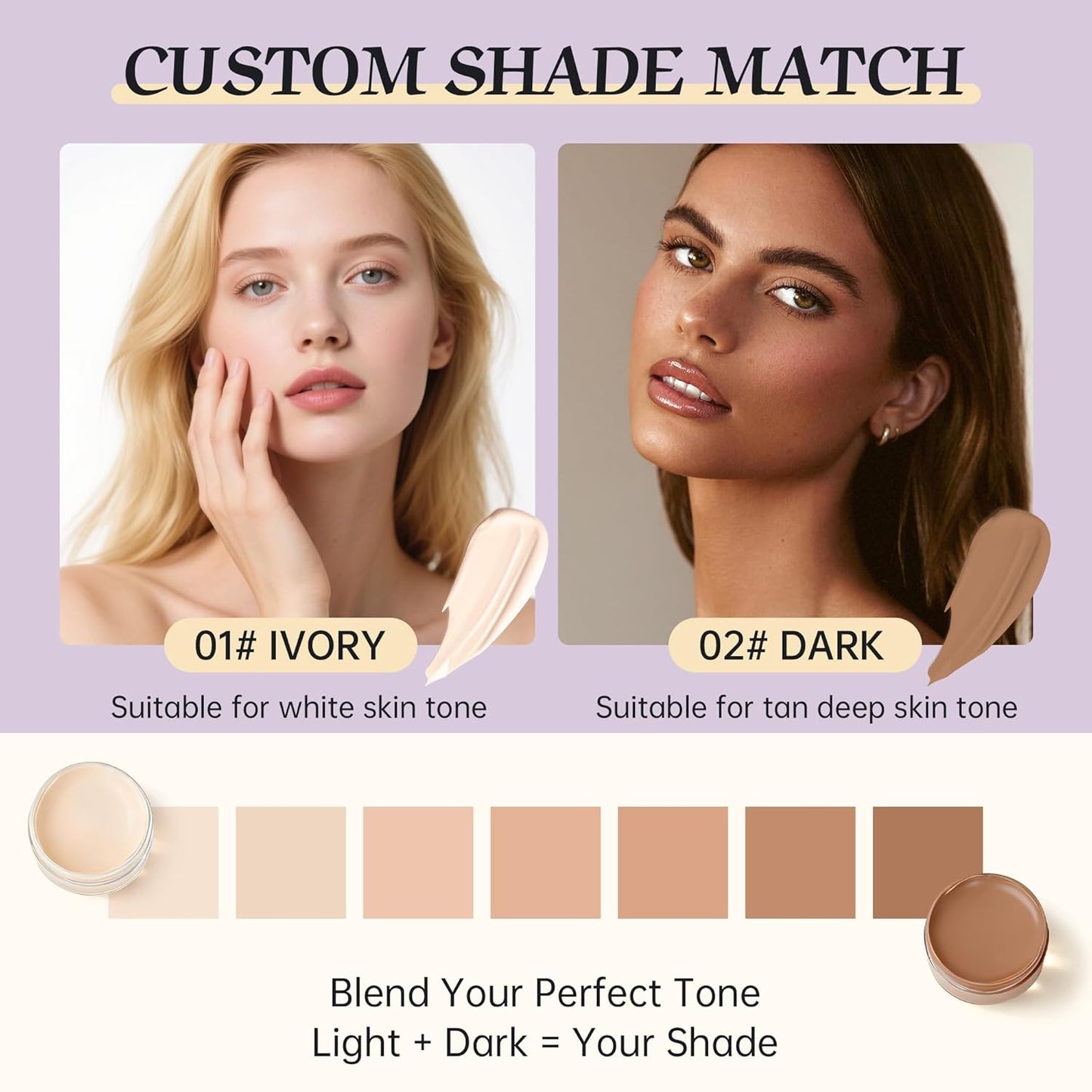 Tattoo Cover Up Makeup - Waterproof Full Coverage Concealer for Scars & Dark Spots | 2 Colors, 1.4oz