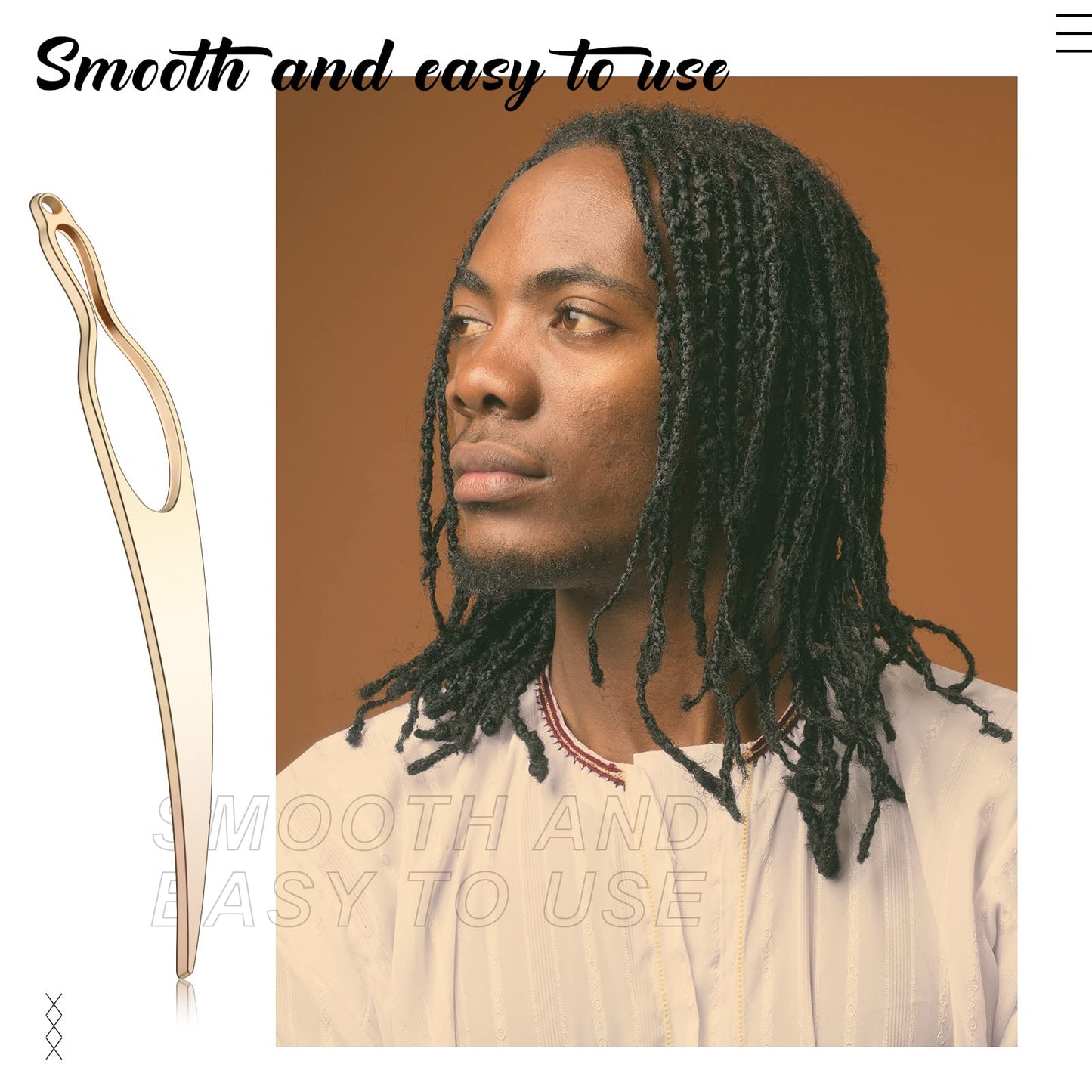 WILLBOND 4 Pieces Retighten Tool, Dreadlock Tool for Hair, Dreadlock Crochet Needle, Loc Crochet Needle for Hair Extensions Styling Loc Maintenance(Rose Gold, Gold)