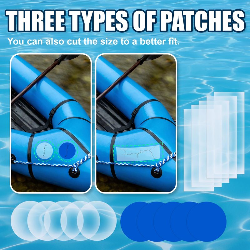 kuailaya Vinyl Cement, Vinyl Patch Kit include 8.8oz Vinyl Glue Vinyl Repair Patch and Scraper Waterproof High Bonding Strength and Sealing High Weather Resistance for Pool Liners Tarps Air Mattresses