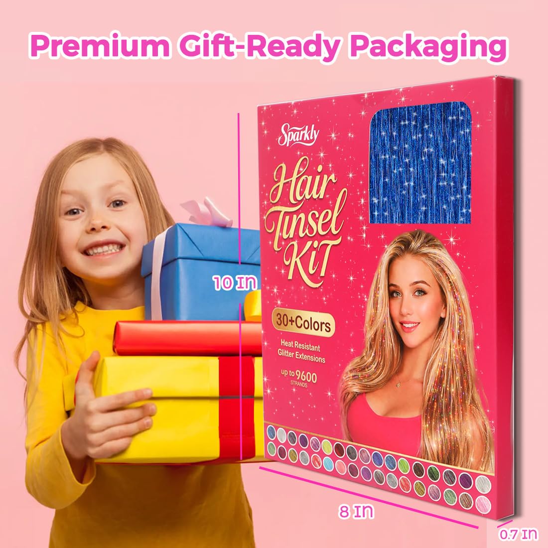 Hair Tinsel Kit - 3200+ Royal Blue Holographic Strands | 48" Heat Resistant Fairy Hair Extensions for Festivals & Parties