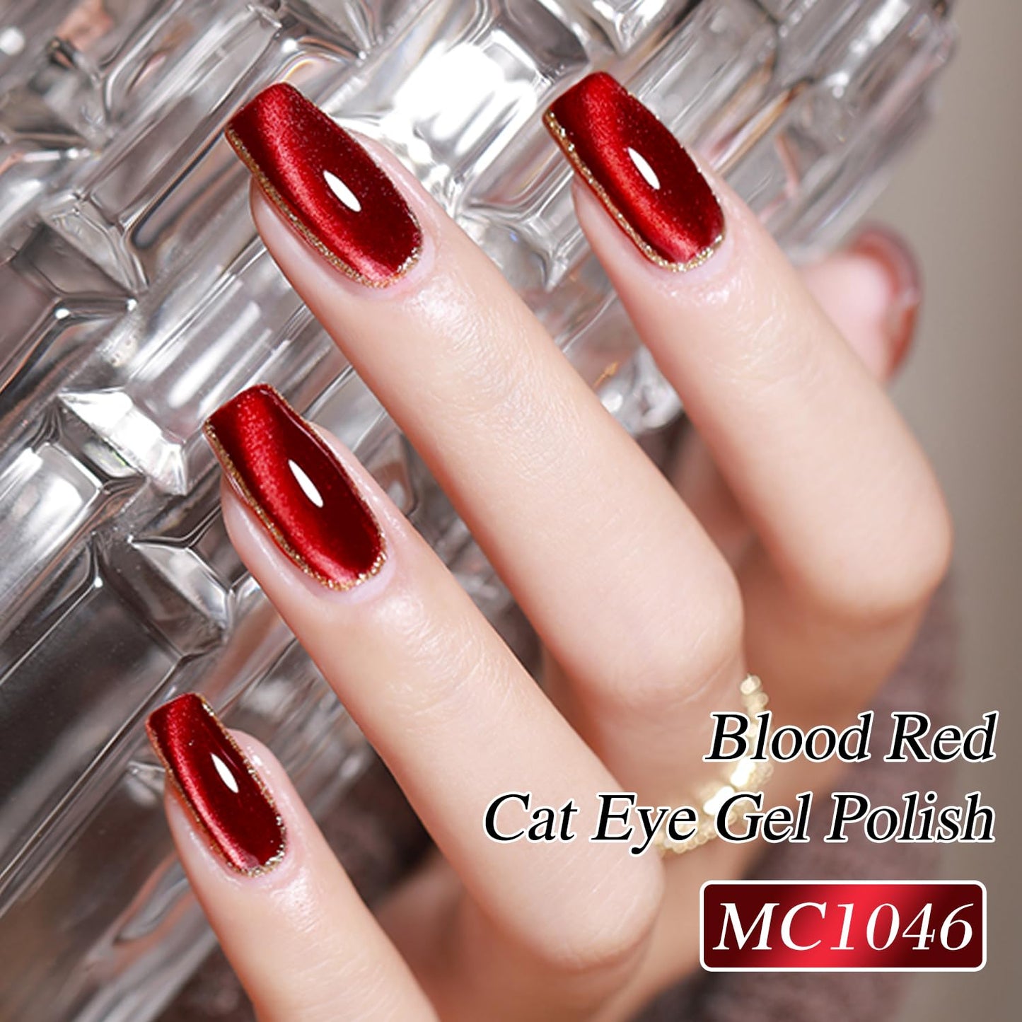 Double Rhythm 0.5 OZ Cat Eye Gel Polish with Magnet 15ML Holographic Glitter Shimmer Translucent Jelly Color Magnetic Nail Polish Salon DIY at Home