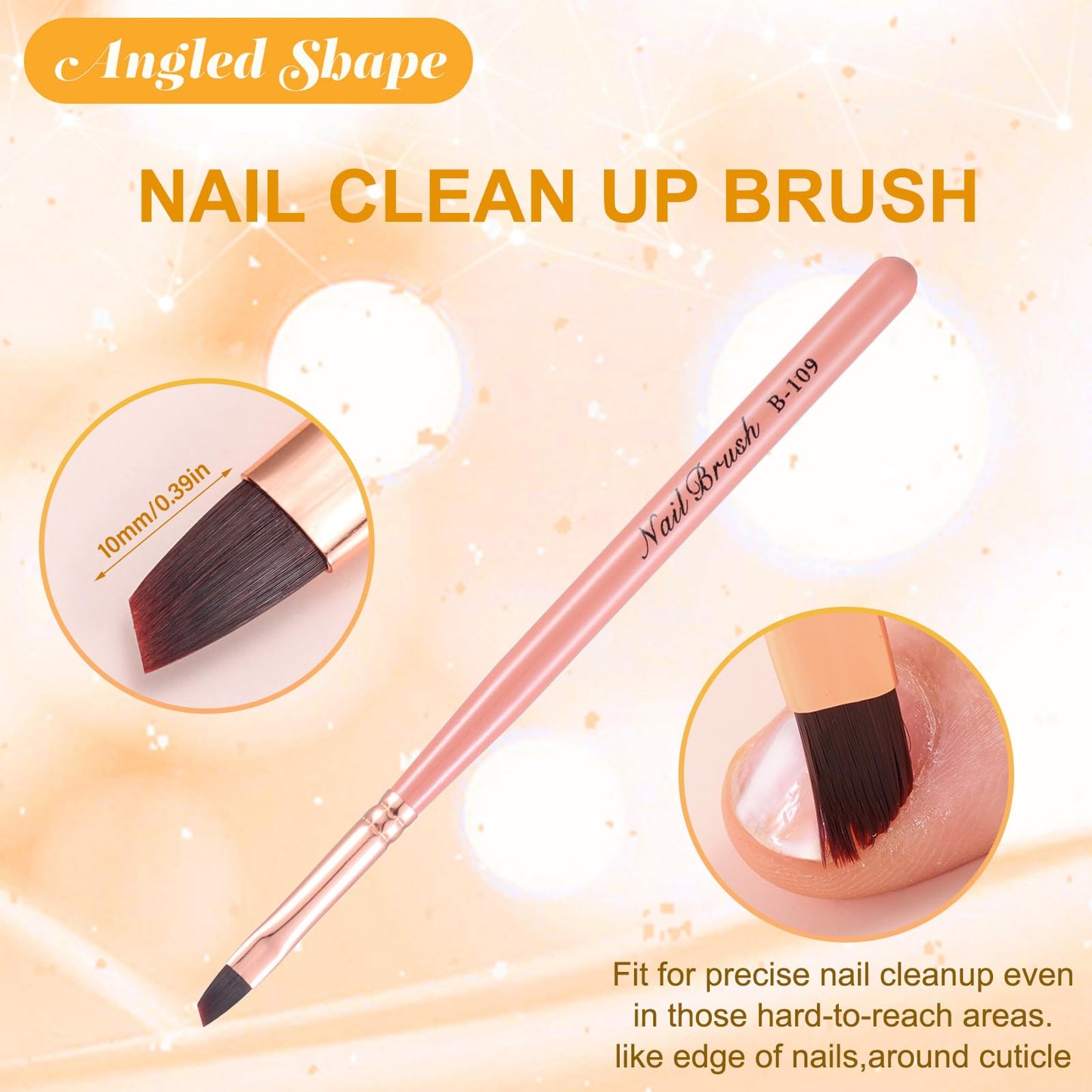 INENK Nail Art Clean Up Brushes,Nail Brushes for Cleaning Polish Mistakes on the Cuticles, Acetone Resistant Nail Brush, Fingernail Cleaning Brushes for Nail Art and Designs (Pink)
