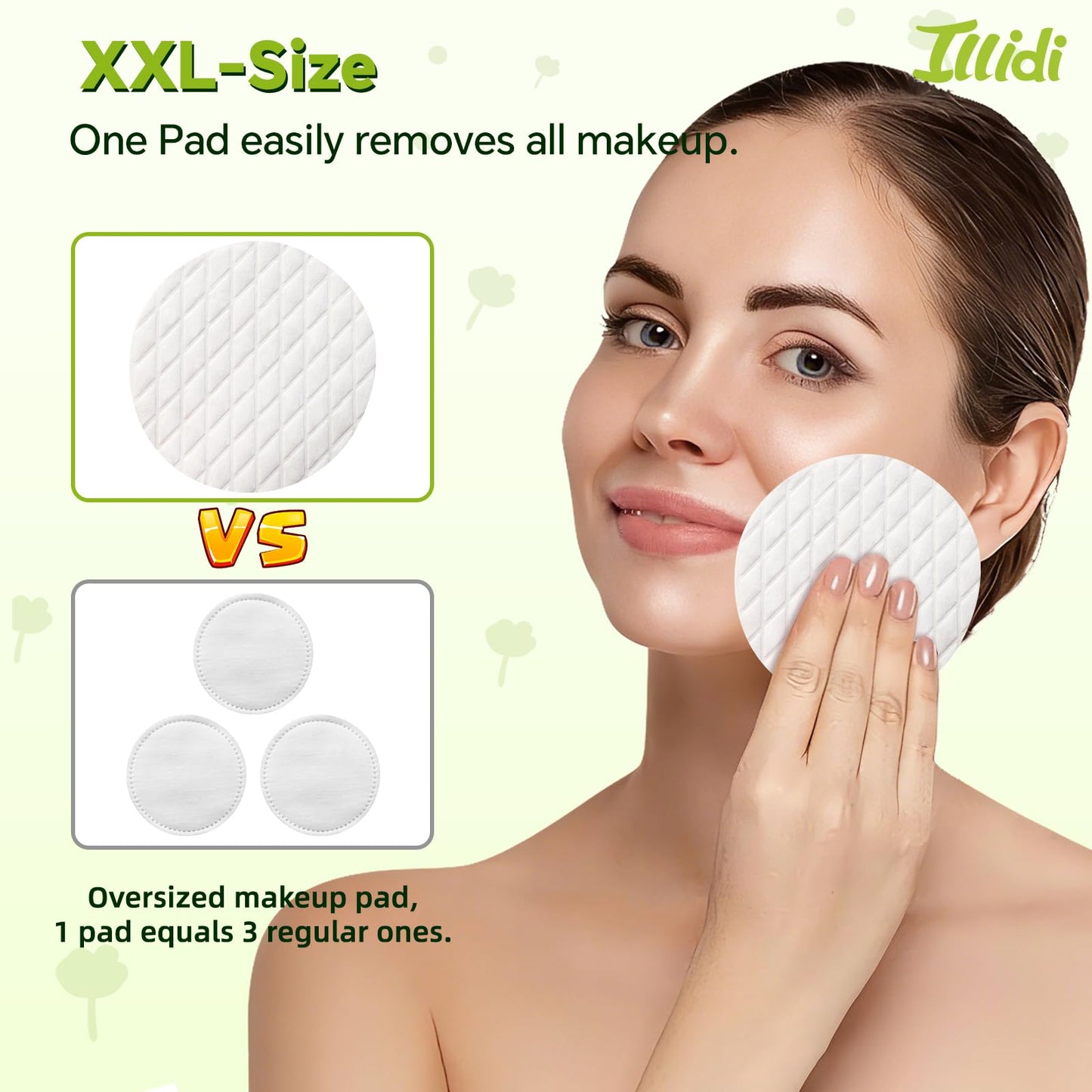 Extra Large Cotton Rounds, 3.15 inches Diameter,(120 Count),100% Pure Cotton Pads, Soft and Lint-Free for Makeup Removal and Face Cleansing