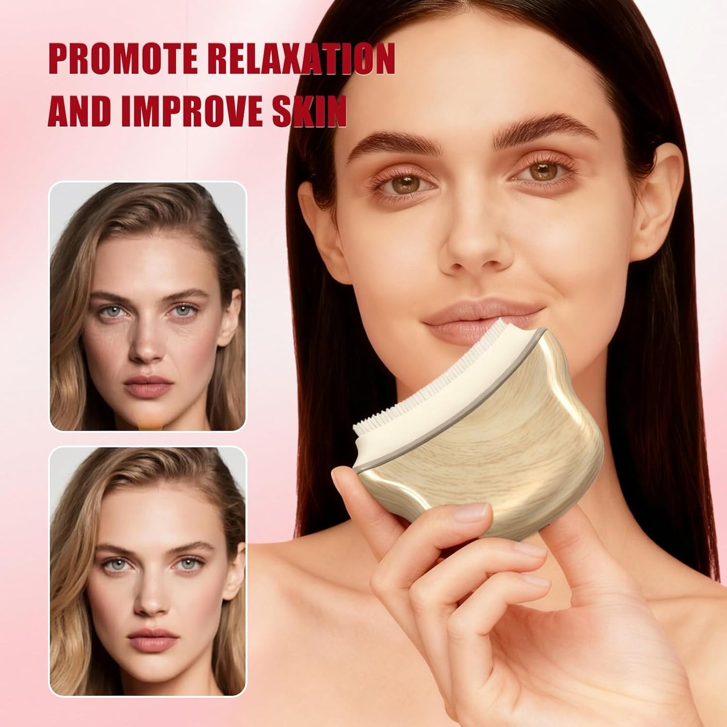 Lymphatic Contour Face Brush - Silicone Cleansing Tool for Anti-Puffiness & Jawline Sculpting | Improves Skin Glow & Absorption