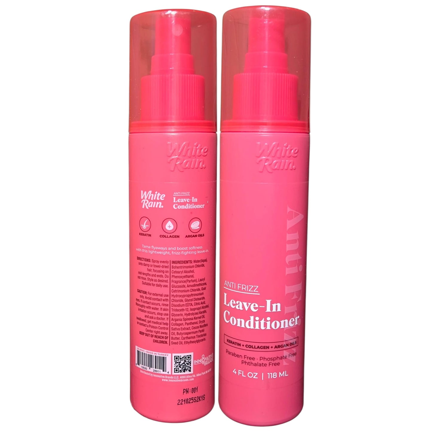 Anti Frizz Leave-In Conditioner Spray with Keratin Collagen Argan Oil 4 oz | 2 PK |