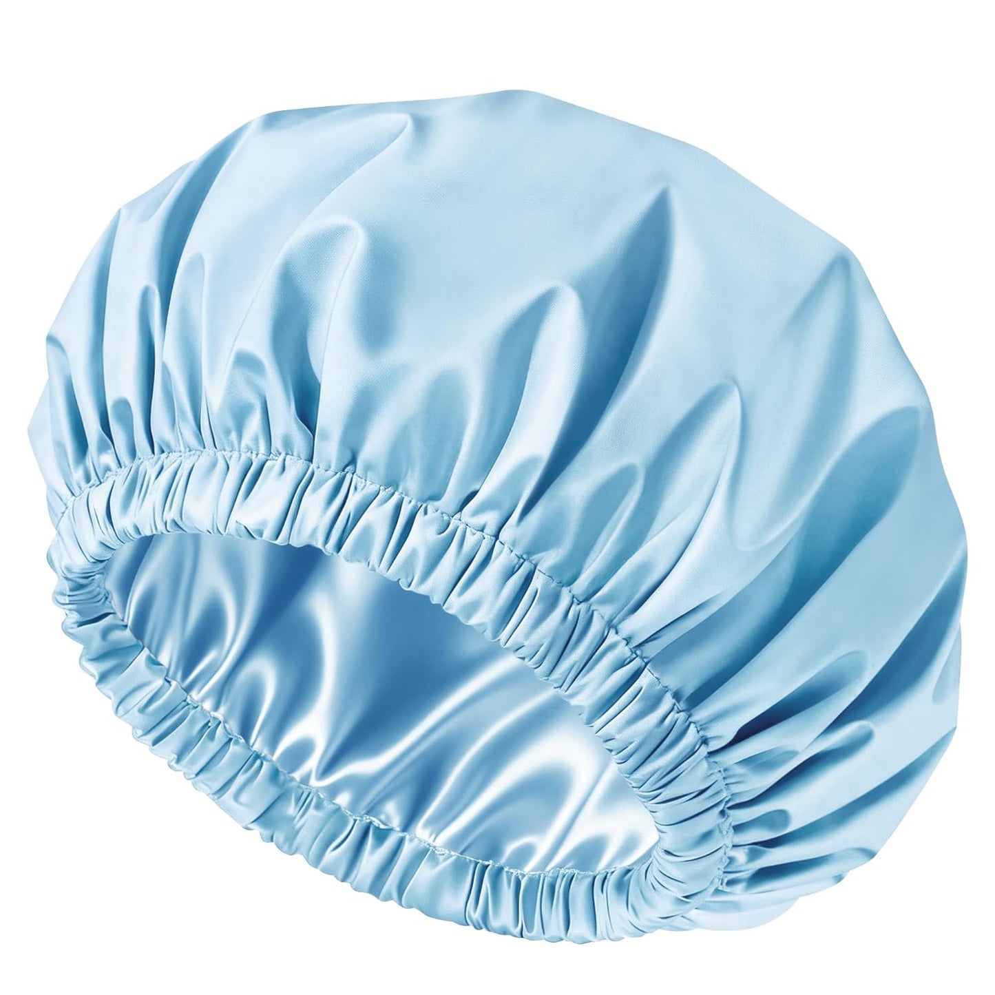 Satin Lined Shower Cap for Women - Reusable Waterproof Hair Protection | Large Washable Pink Cap