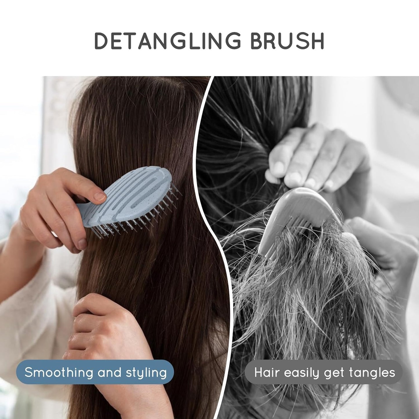 Ecoed Vented Detangling Hair Brush - Smooths Curly, Thick & Straight Hair | Eco-Friendly Blue Design