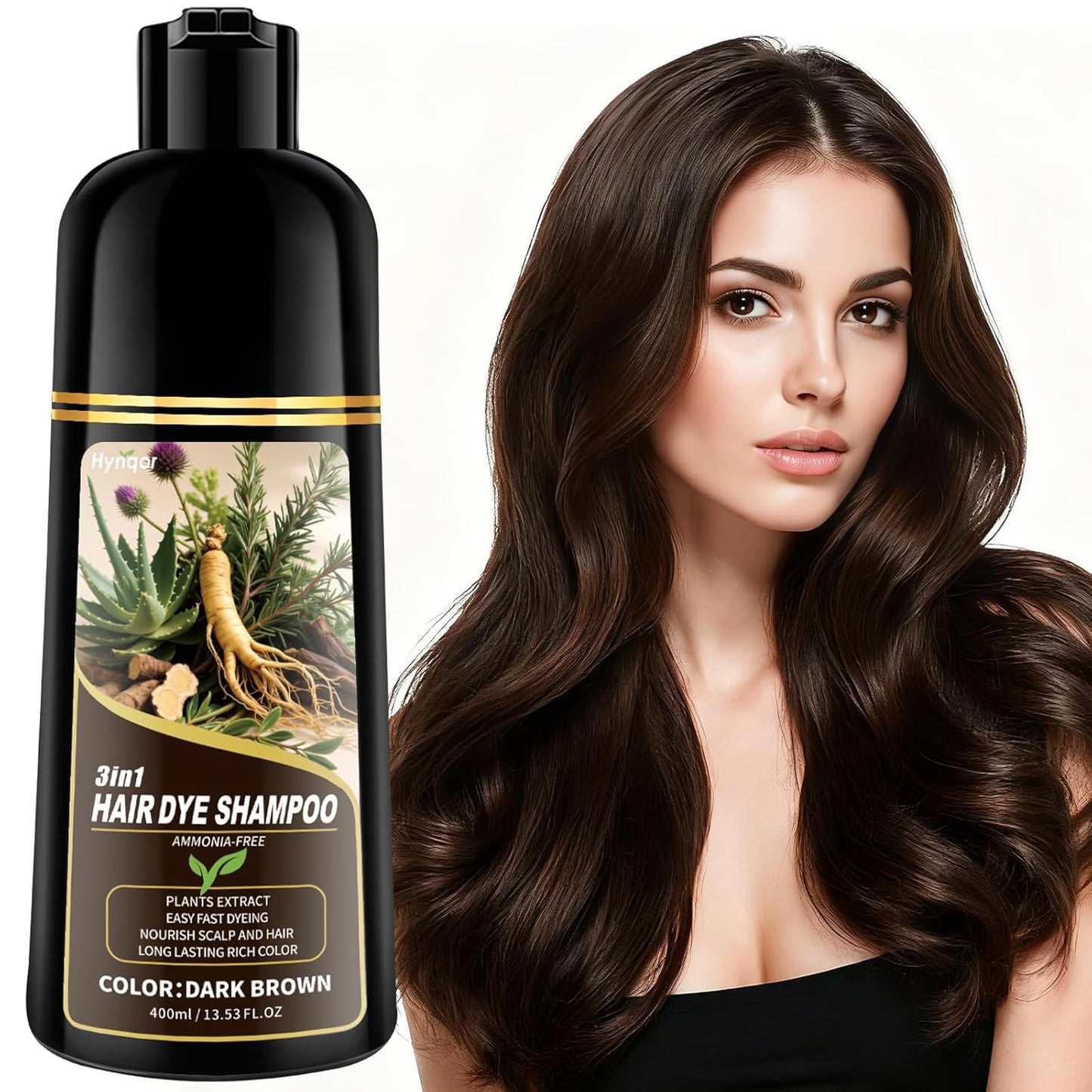 Black Hair Dye Shampoo - 100% Gray Coverage | Natural Herbal Formula for Men & Women