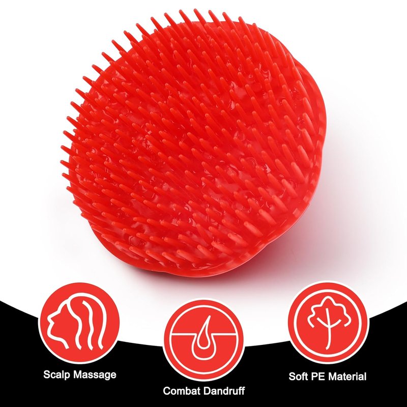 Scalp Scrubber Shampoo Brush - 4 Pack Scalp Massager for Hair Growth | 2 Black + 2 Red