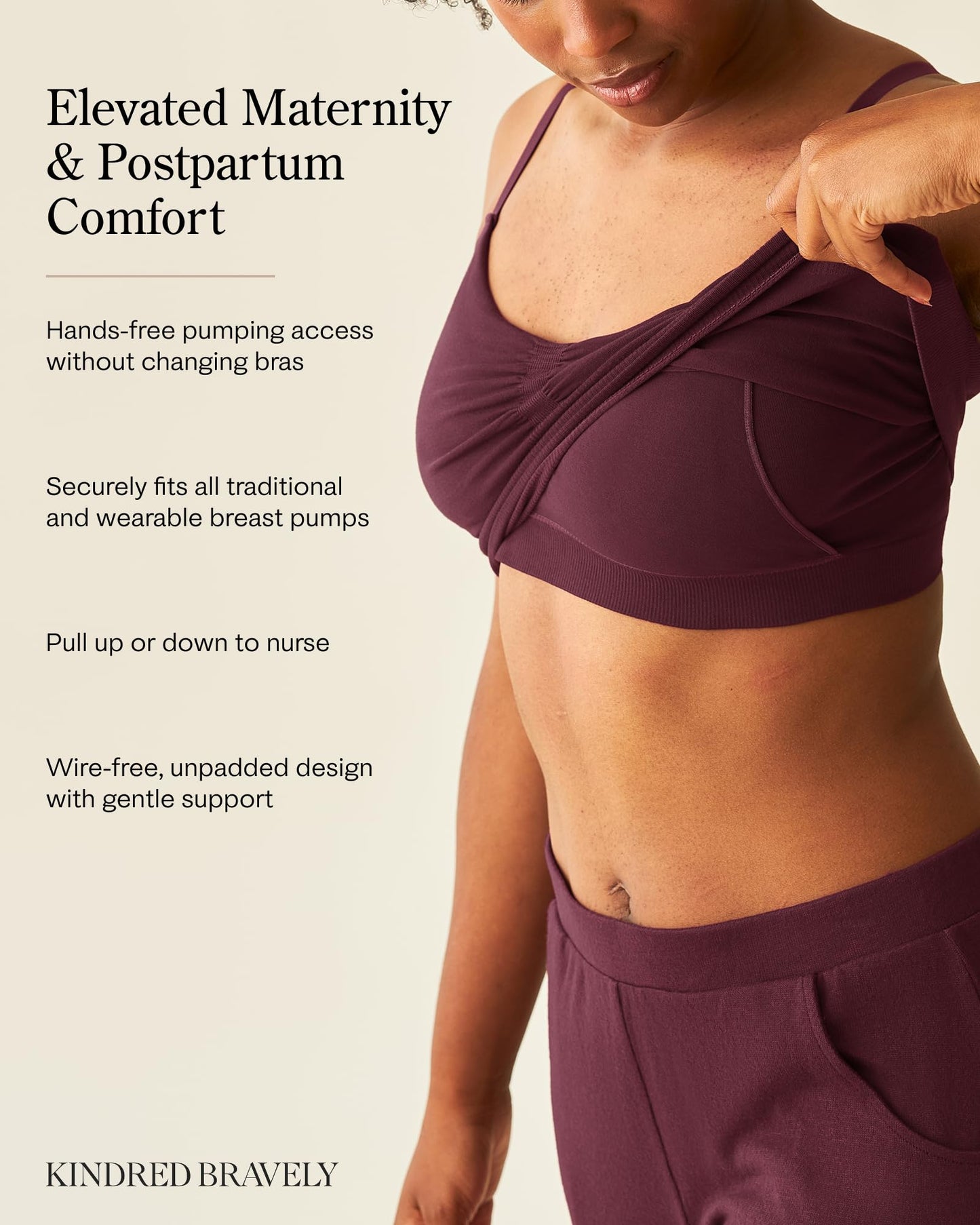 Kindred Bravely Sublime Sleep Pumping Bra Hands Free, Adjustable Pumping & Nursing Bra with EasyClip for All Breast Pumps (Oatmeal Heather, Large Busty)