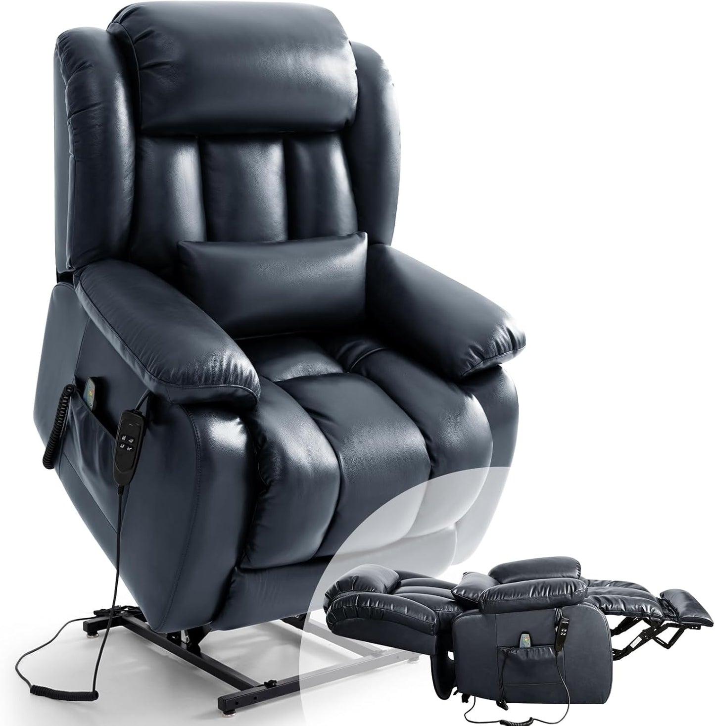 Infinite Position Lift Recliner Chair - Dual Motor Power with Massage & Heating | Extended Footrest, USB Ports, Remote Control, Beige Leather