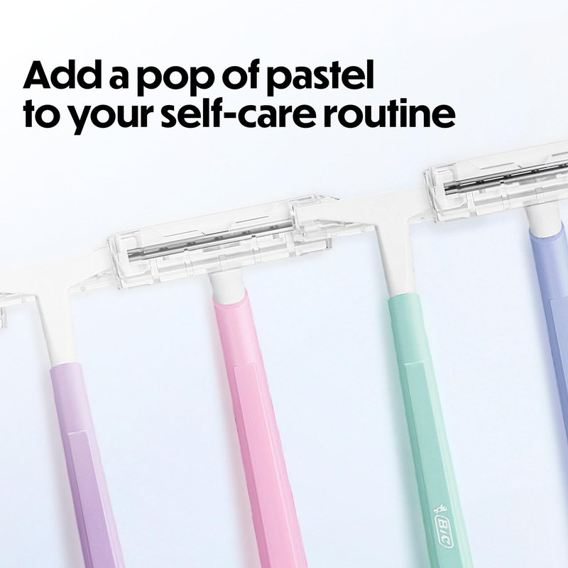 BIC Silky Touch Women's Disposable Razors, With 2 Blades, Pretty Pastel Razor Handles, 10 Count Pack of Shaving Razors