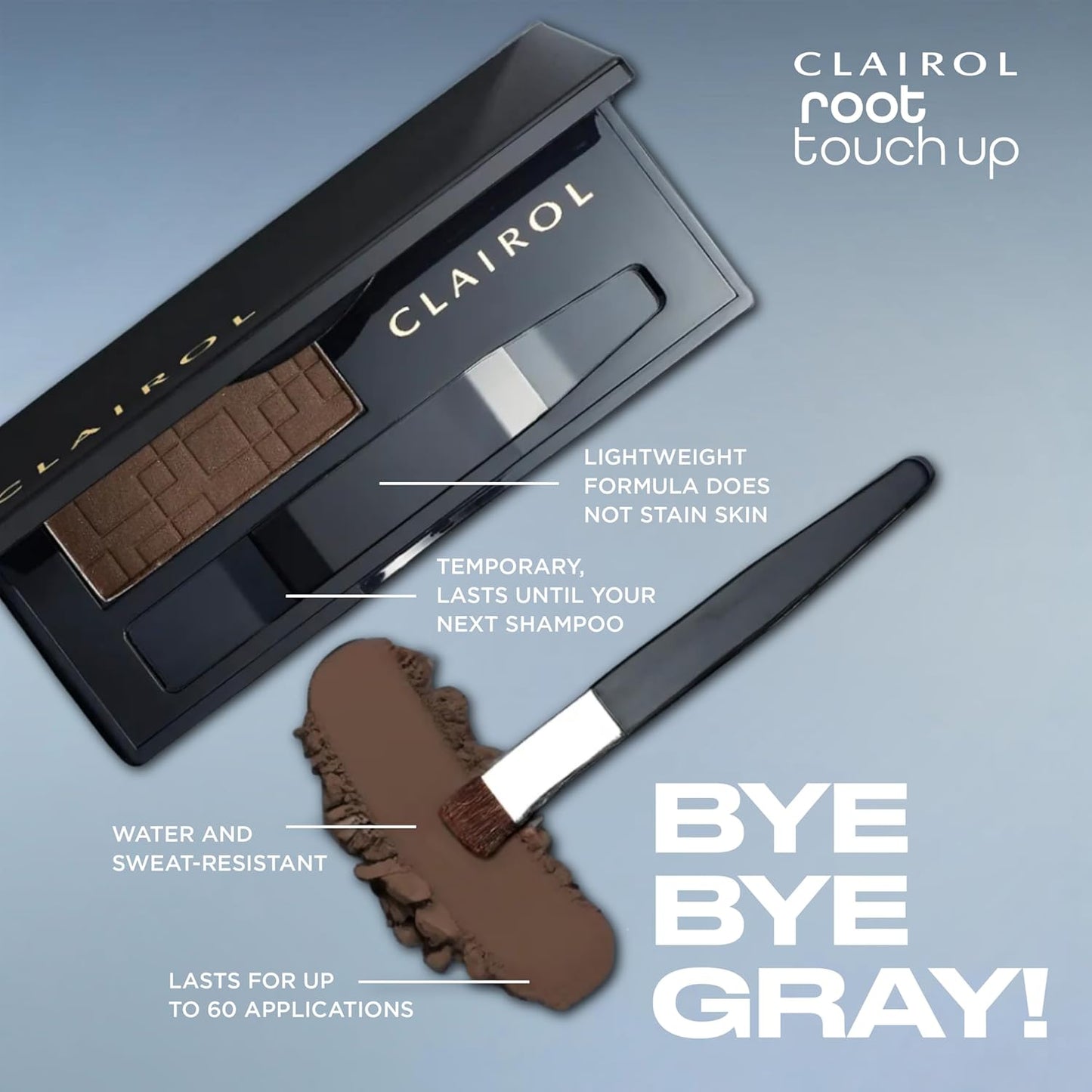 Clairol Root Touch-Up Powder - Black Hair Color | Ammonia Free | Compact with Mirror & Brush | Instant Root Coverage