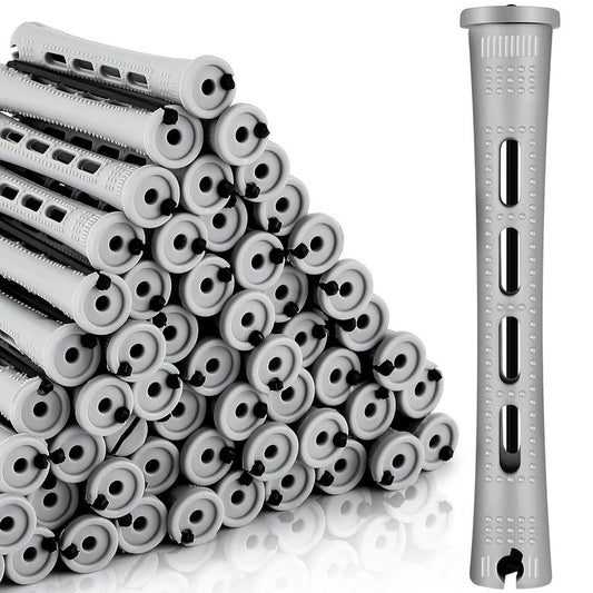 160 Pcs Perm Rods for Natural Hair - No-Heat Plastic Curling Rollers | 0.59 Inch, Grey