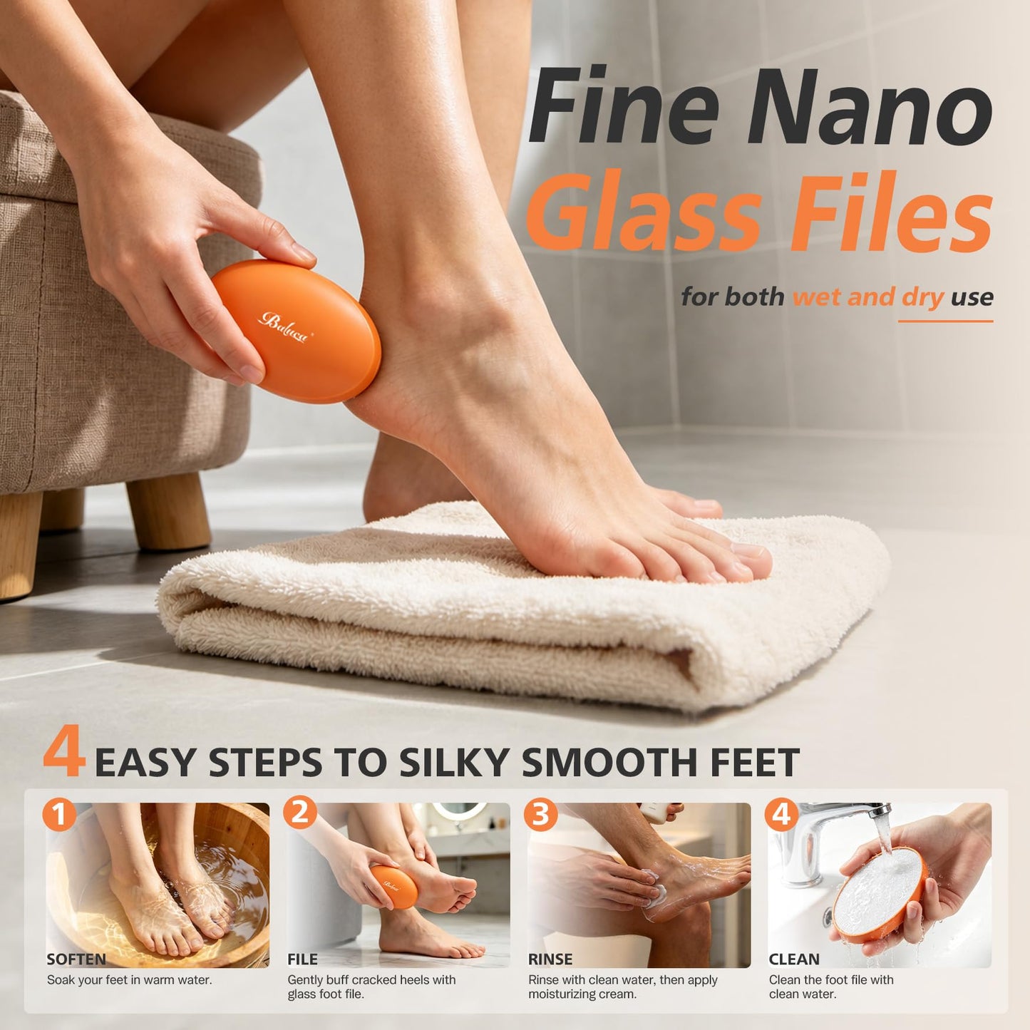 BALUCA Nano Glass Foot File – Hard Skin Remover, Durable Foot Scrubber Dead Skin Remover, Pedicure Tool for Feet, Professional Callus Remover for Feet, Long-Lasting Foot Buffer for Smooth Soft Feet
