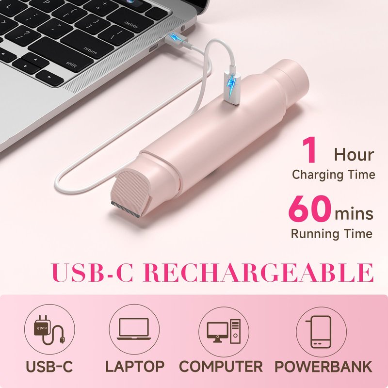 Bikini Trimmer for Women-Electric Razors for Women,Rechargeable Pubic Body Hair Trimmer,Waterproof Electric Shaver,Portable Lady Bikini Shaver for Legs, Body,Armpit, Facial, Gifts for Woman, Pink