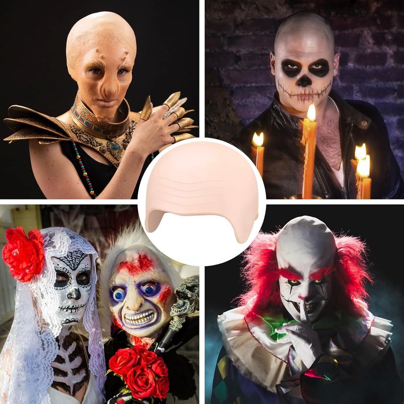 Bald Cap for Halloween Costumes - Latex Wig Caps for Adults | 1-4 Pcs Set