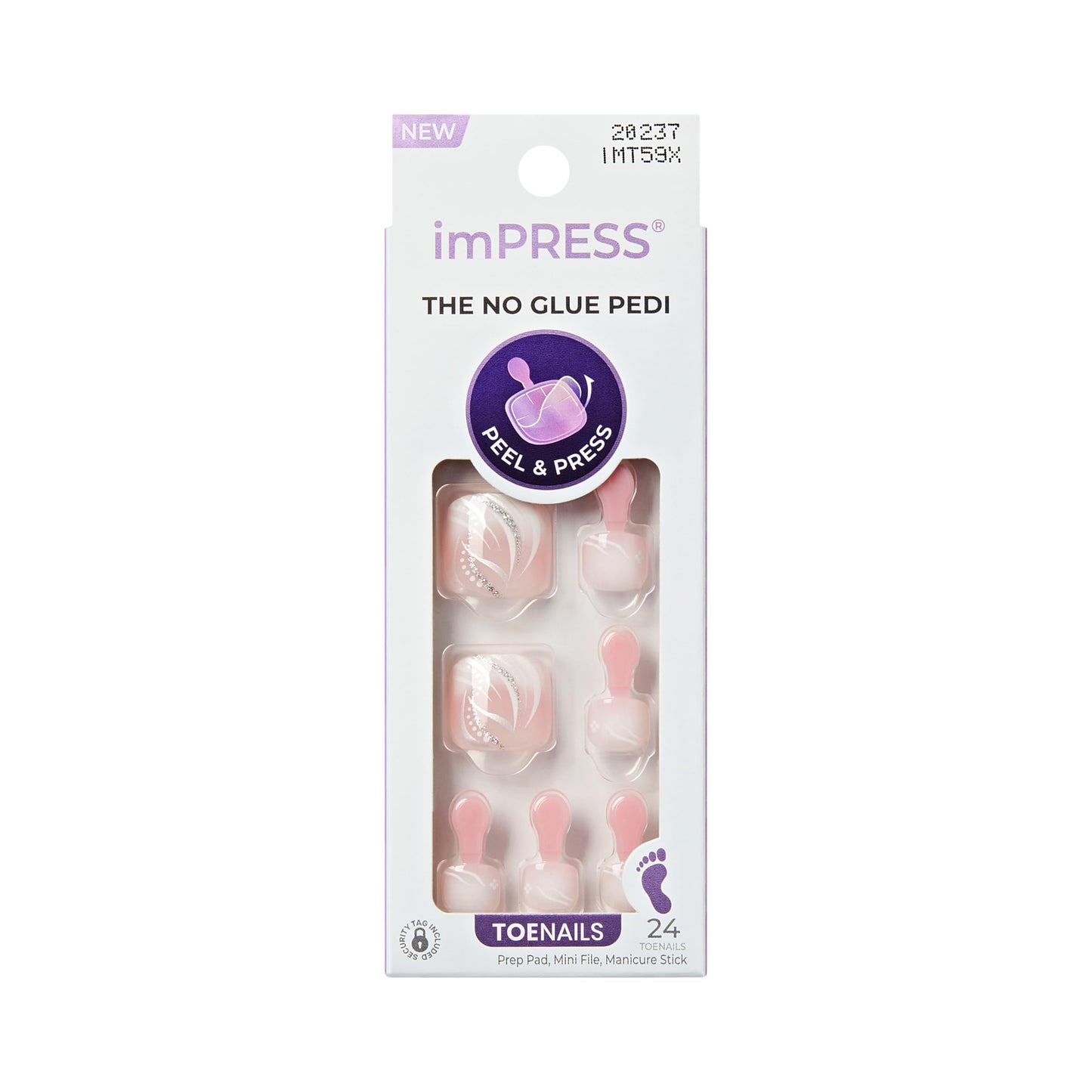 Kiss Impress No Glue Mani Press On Nails, Design, 'Is This Love', Pink, Short Size, Squoval Shape, Includes 24 Toenails, Prep Pad, Instructions Sheet, 1 Manicure Stick, 1 Mini File