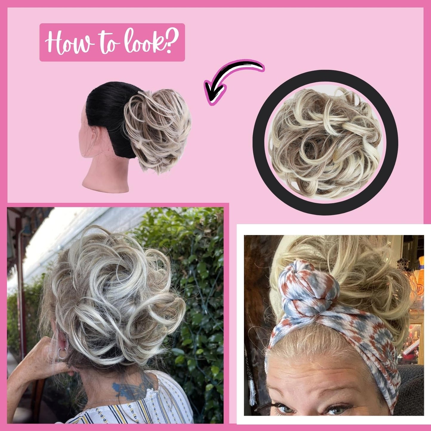 Messy Bun Hair Extension - Beach Blonde Human Hair Updo | Lightweight & Secure for Weddings, Parties, Everyday Wear