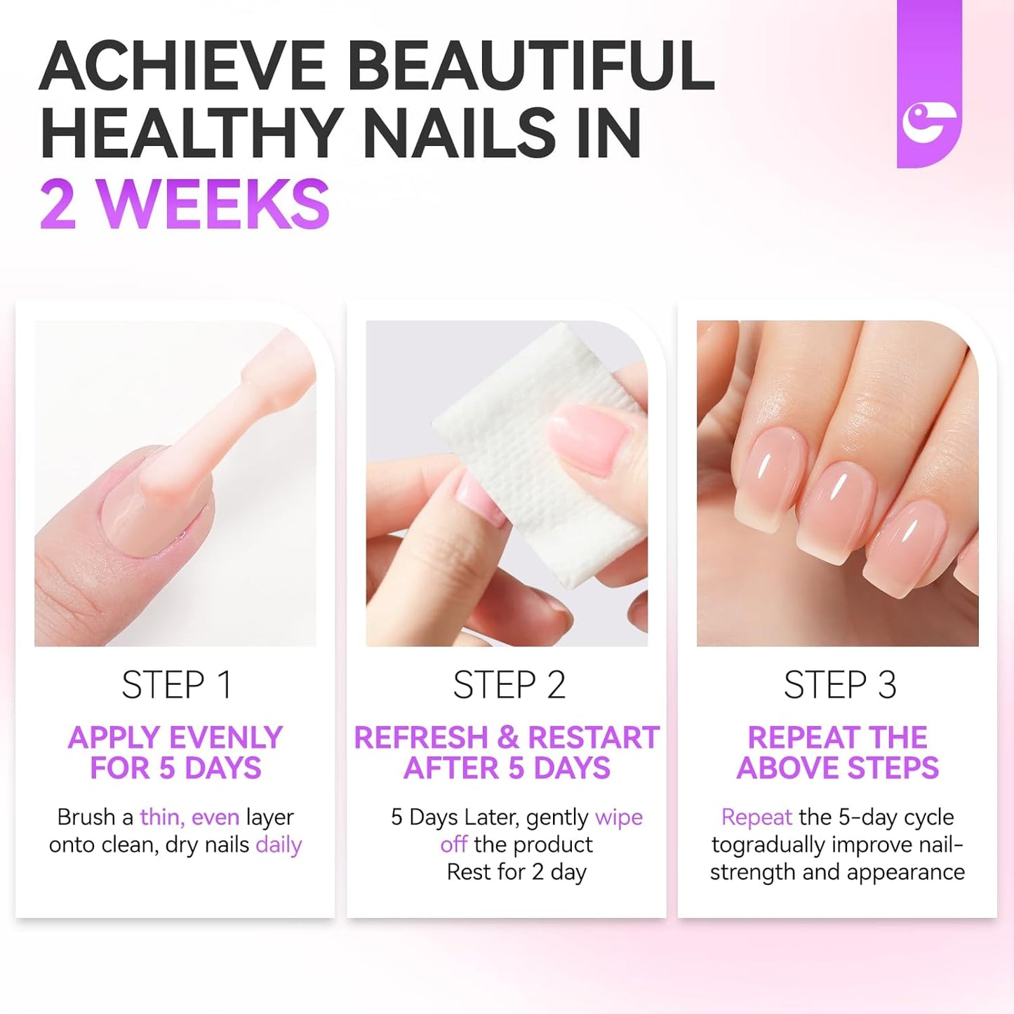 Nail Strengthener & Growth | Extra Strong Protein Hardener for Damaged Nails - Nude Pink 15ml - Quick Dry Ridge Filler