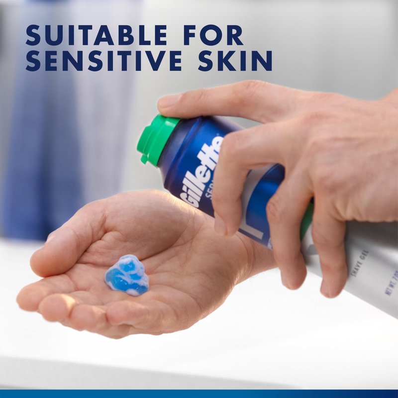 Gillette Series 3X Sensitive Shave Gel, Hydrates, Protects and Soothes Sensitive Skin, 7 Ounce (Pack of 6)