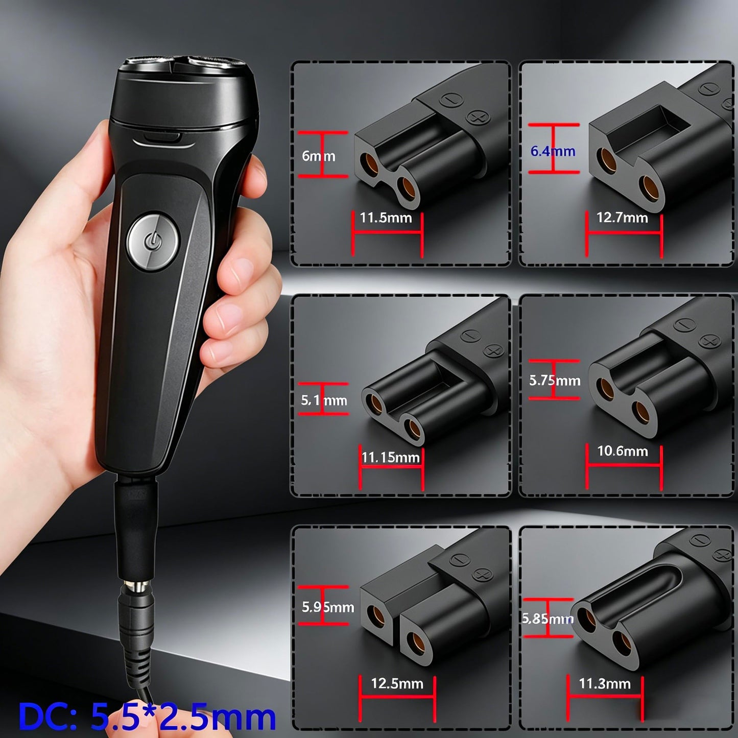 5V Charger Cord USB Adapter for Electric Hair Clippers, Beard Trimmers, Shavers, Beauty Instruments, Electric Hairdressers, Desk Lamps, Purifiers Power Supply Charging Cable 7 PCS Set